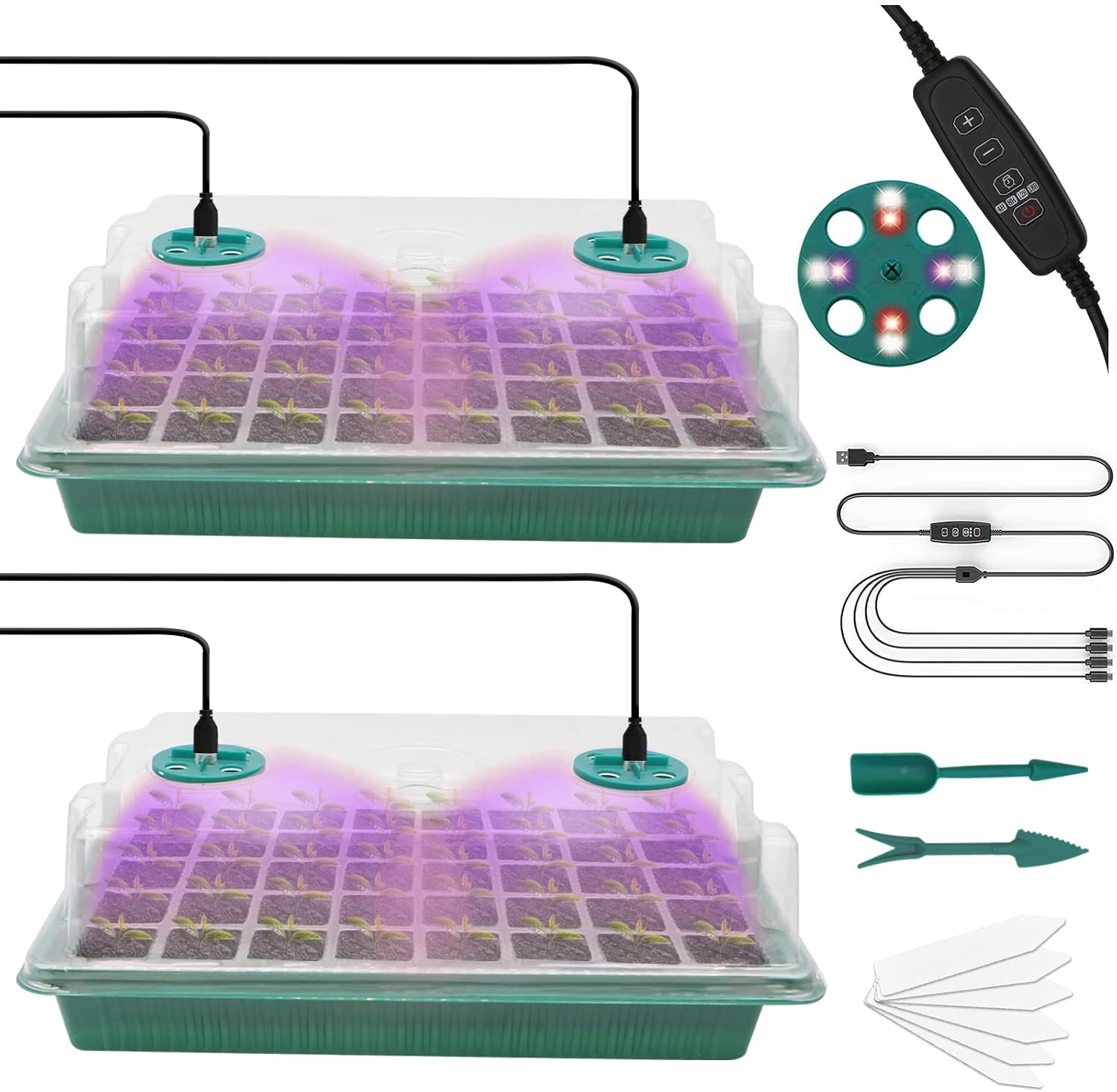 Detalle de Seed trays with grow light, 2m timer controller