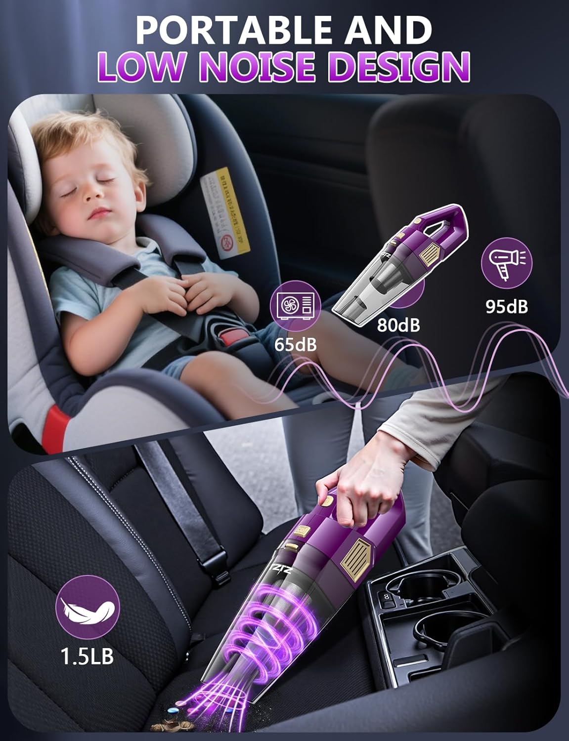 Thumbnail 6 de ZJZJ Handheld Vacuum 15000PA Powerful Suction