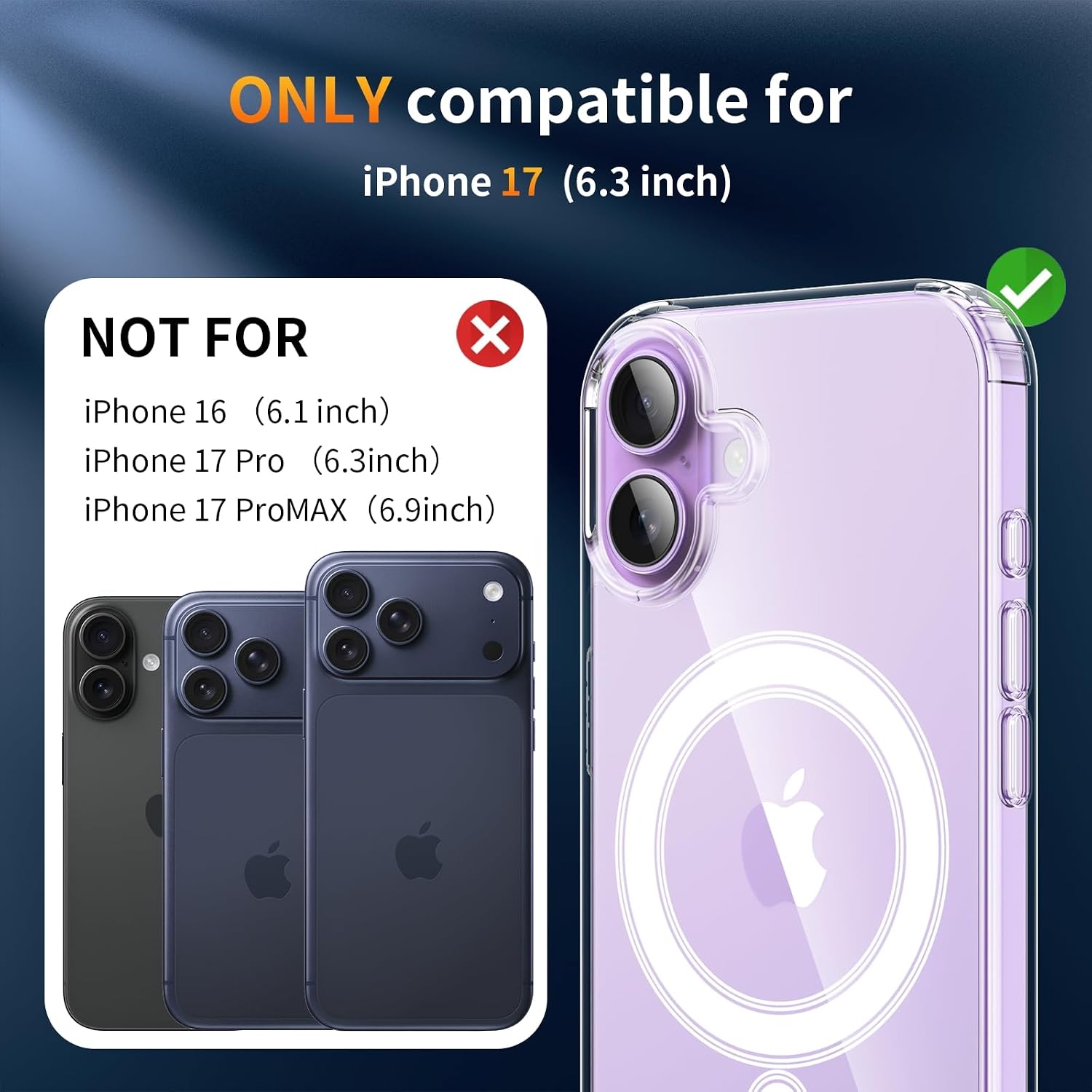 Detalle 2 de YNMEacc 5 in 1 Magnetic iPhone 17 Case 6.3-inch