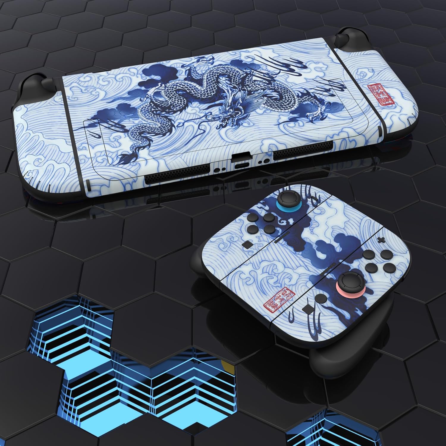 Thumbnail 6 de PlayVital Full Set Protective Skins for Nintendo Switch 2 Console & Joy-Con – Qinghua Porcelain Style