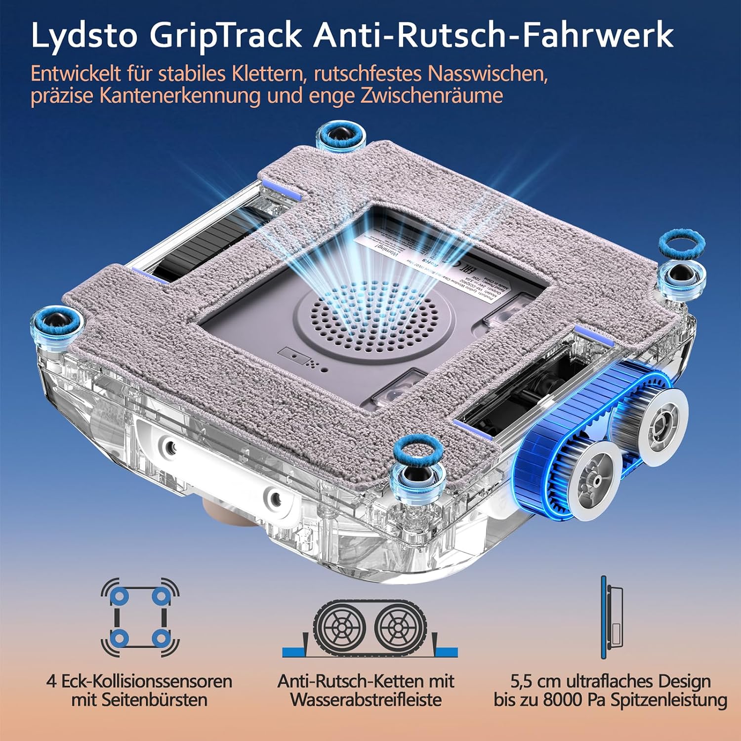 Thumbnail 1 de Lydsto WL07Max Fensterputzroboter mit Sprühfunktion, Ultraschall-Düsen und Eckenreinigung