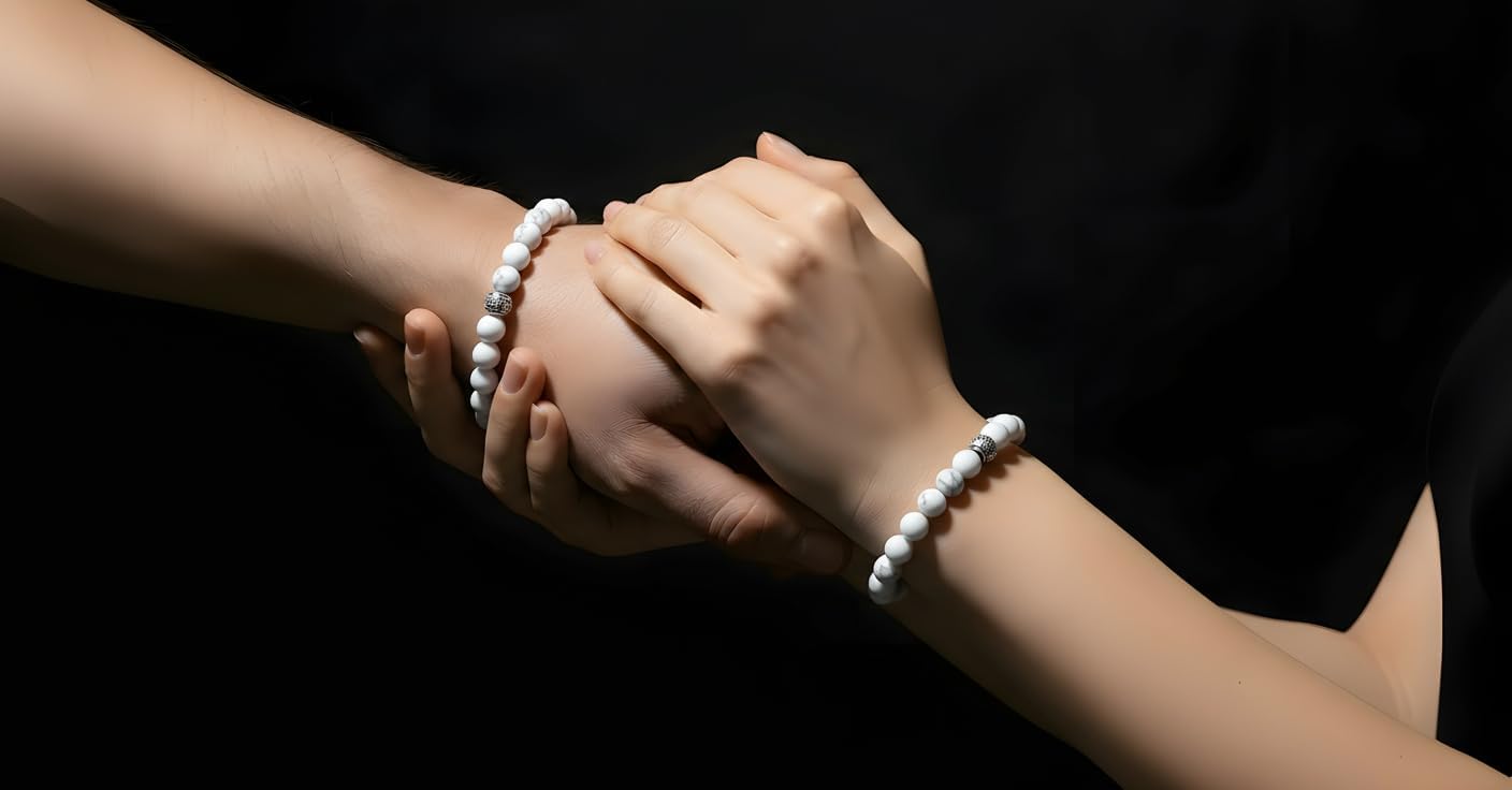 Thumbnail 4 de 10:10 Bracciale Uomo Pietre Naturali 8 MM – Aulite Bianca, Regolabile, Made in Italy