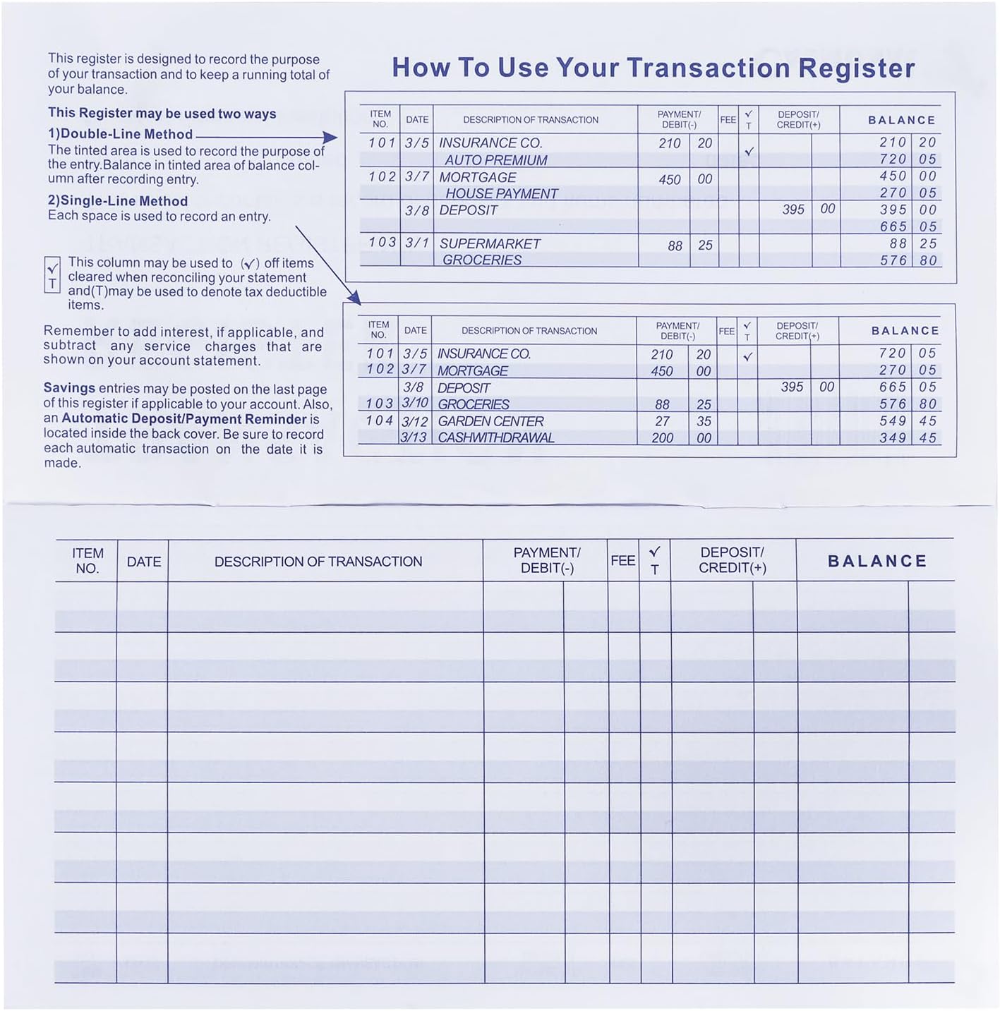 Detalle 2 de CASMONAL cs20230831004 Checkbook Registers, 20-Pack for Personal or Business Tracking