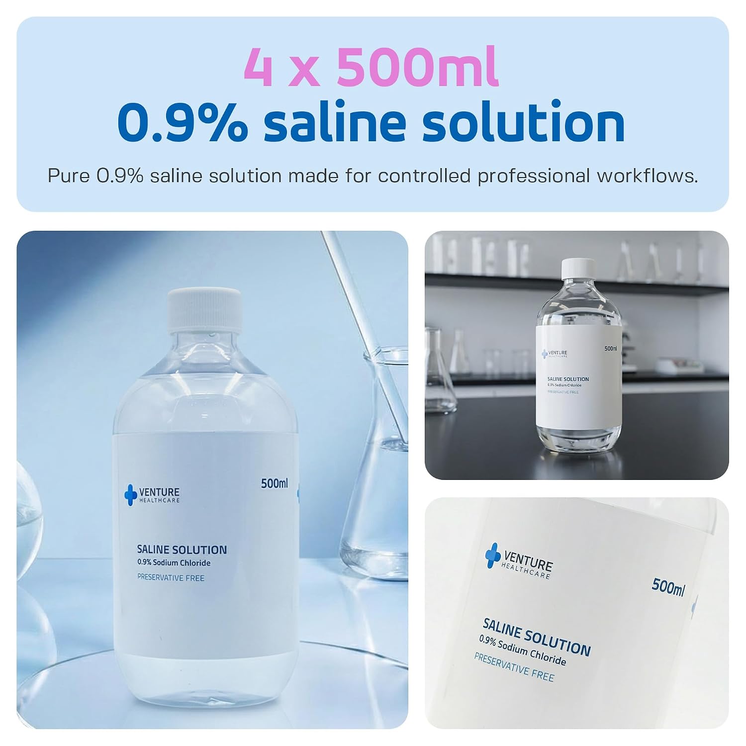 Detalle 2 de 0.9%生理食塩水 滅菌ラボグレード 0.22μmろ過 500ml×4本