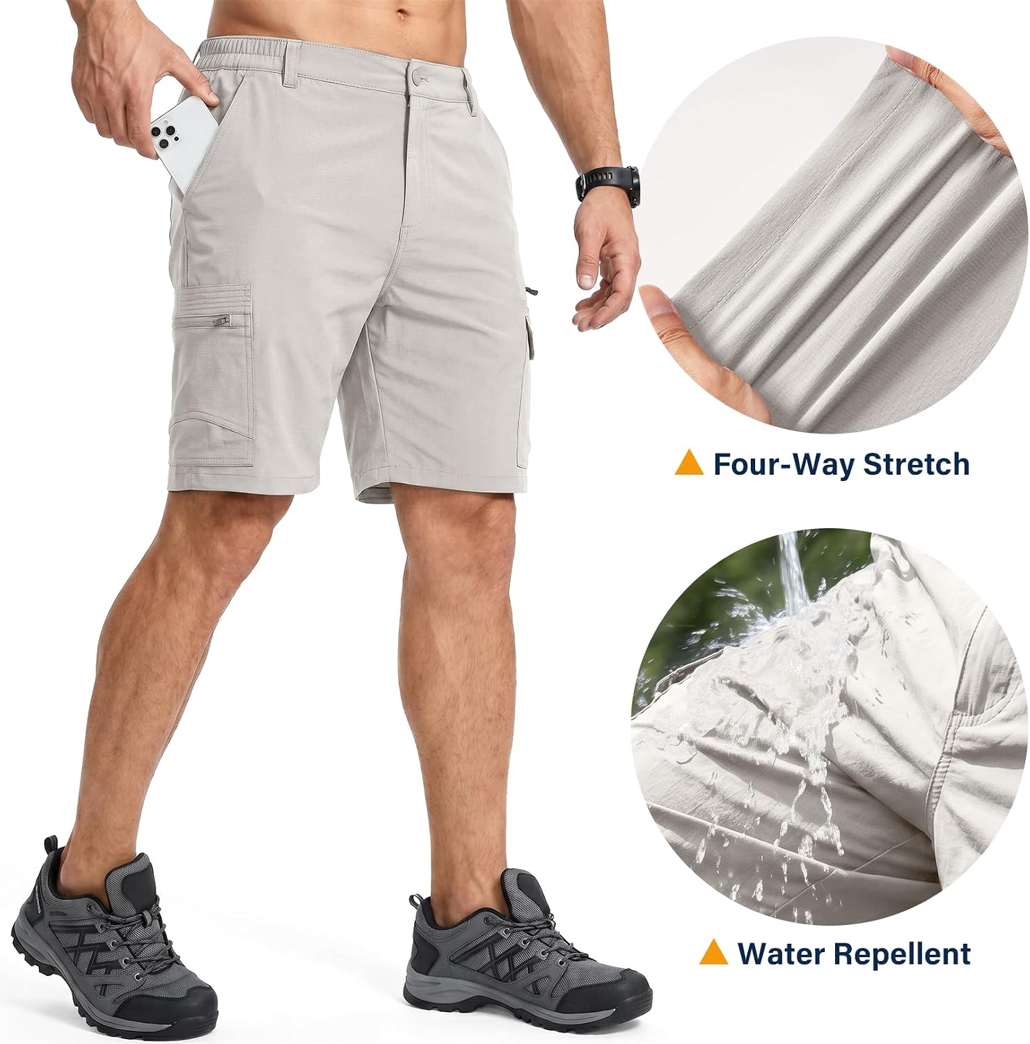 Detalle de Jessie Kidden Men's Cargo Hiking Shorts, Quick-Dry Fabric, UPF 50, 7 Pockets