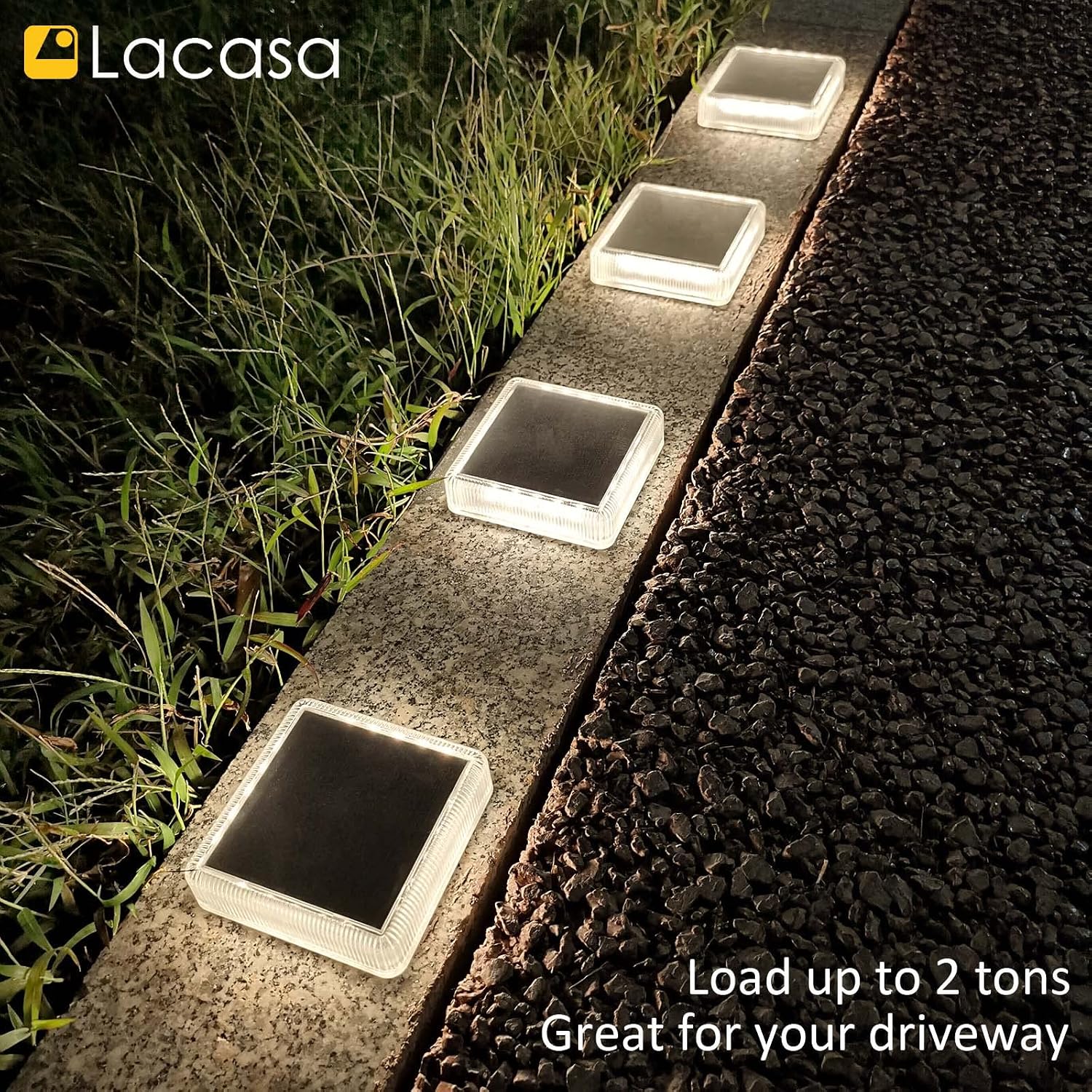 Detalle 2 de Lacasa Blanc Naturel 4000K Solar Deck Lights, 4-Pack, 30 lm, IP68