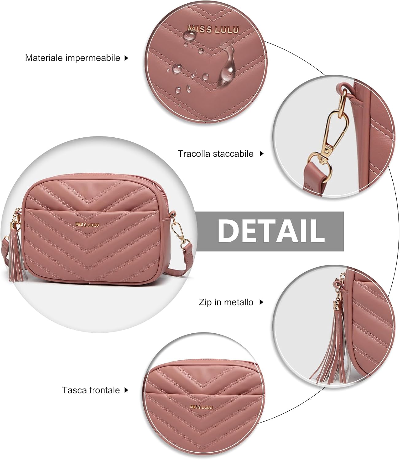 Thumbnail 3 de Miss Lulu Borsa Tracolla Donna Nero Piccola: PU morbido, versatilità e stile discreto