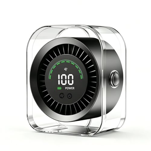 Detalle de DDKJ Ventilador de Mesa Silencioso USB Recargable: flujo 360° y 100 velocidades para escritorio, pared y hogar