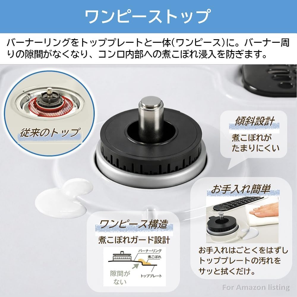 Detalle de リンナイ KG67MTL/LP ガステーブル 幅約60cm・左強火力・片面焼き水無しグリル・パステルミント