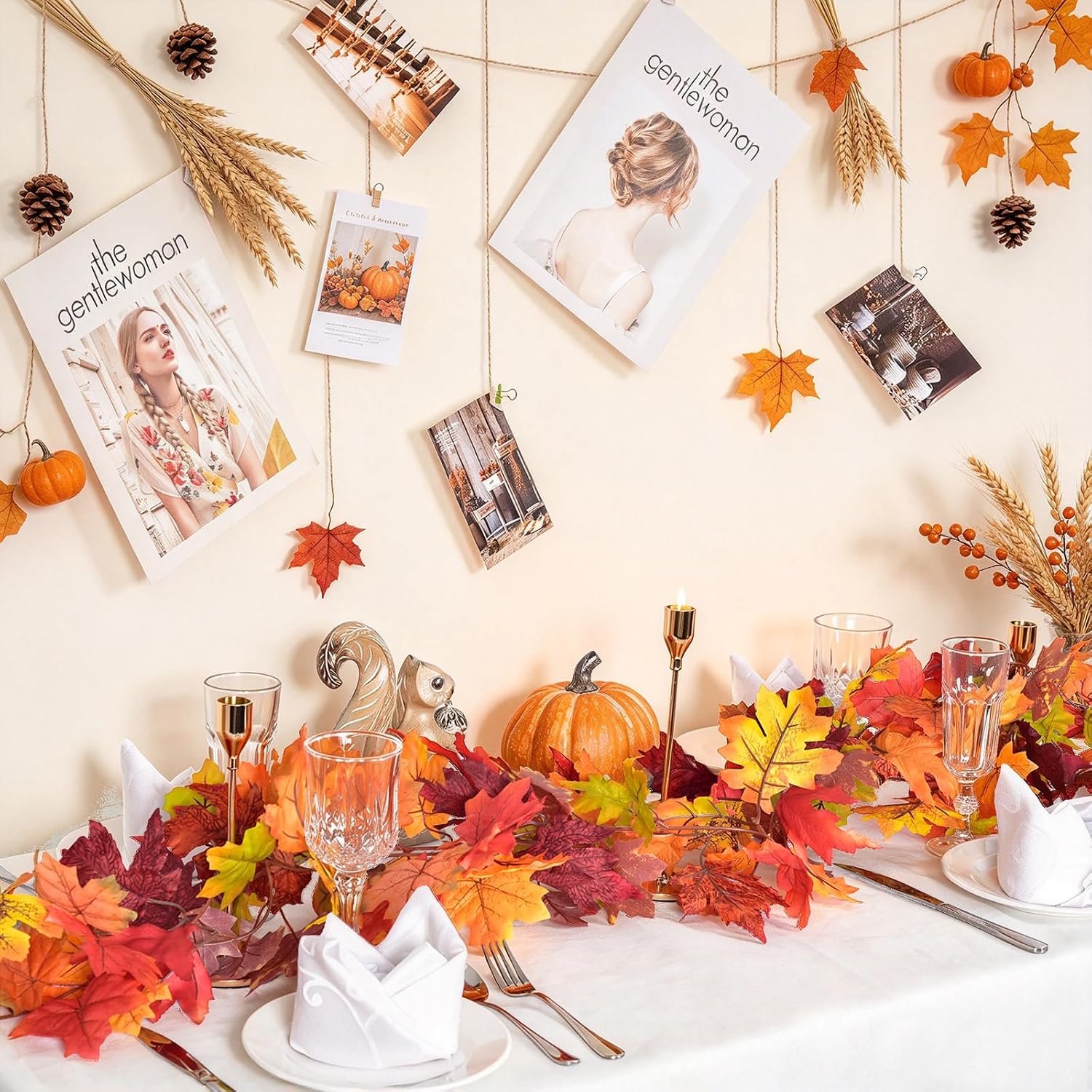Detalle de DearHouse EEWTE-018 Fall Garland, 2-Pack 7-Color Maple Leaves, 5.9 Feet