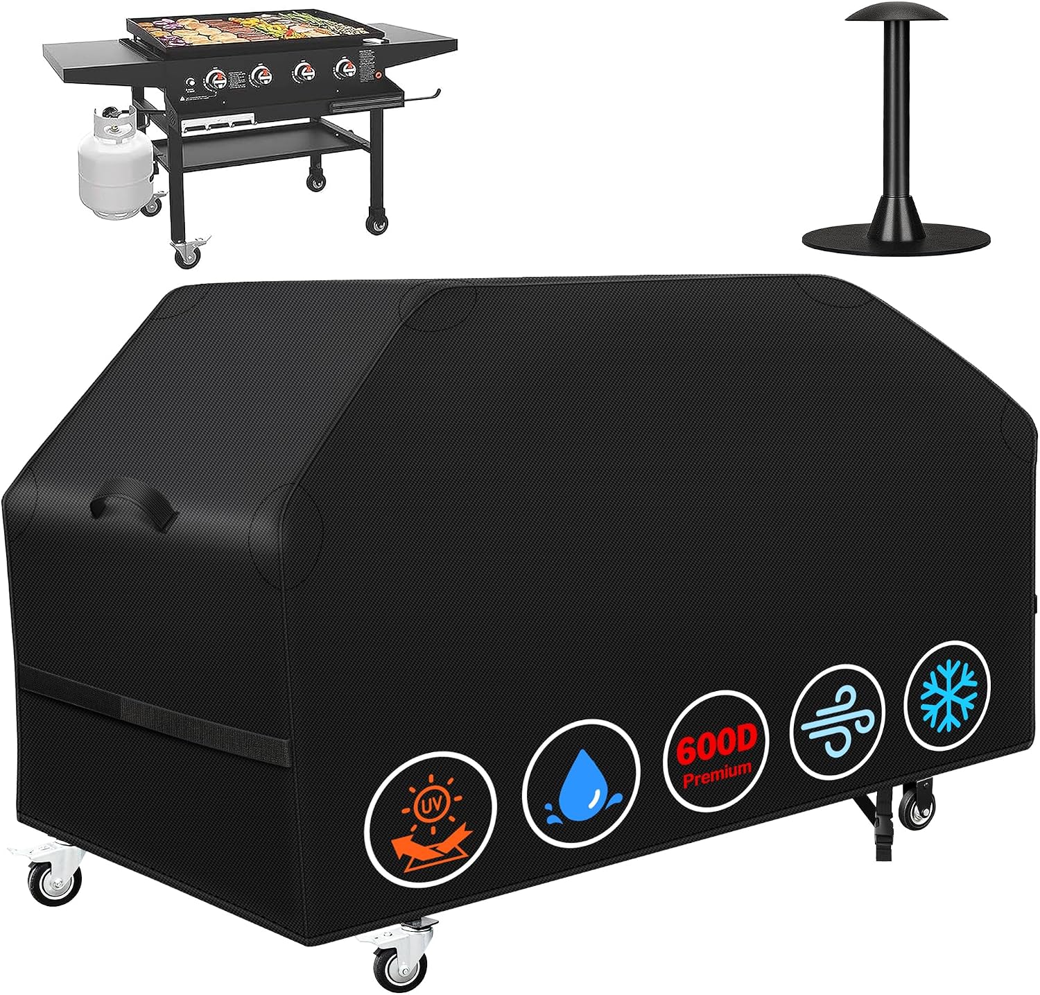 Detalle de iCOVER G21621 36-Inch Griddle Cover, 600D Polyester with Support Pole