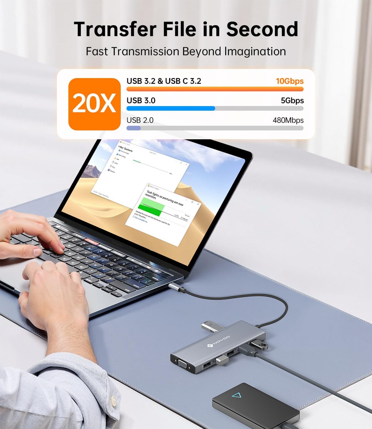 Detalle 1 de NOVOO 12 in 1 USB C dock with 100W PD