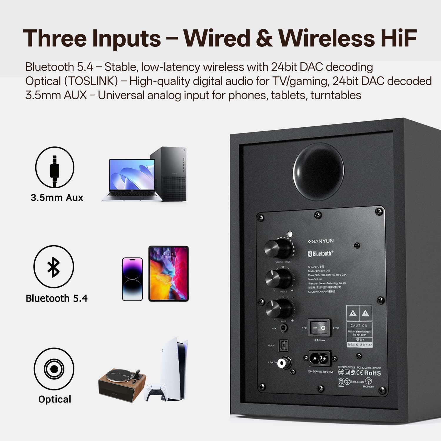 Detalle 2 de Sanyun SW205 2.0 Bookshelf Speakers review: room-filling stereo with Dual-DSP