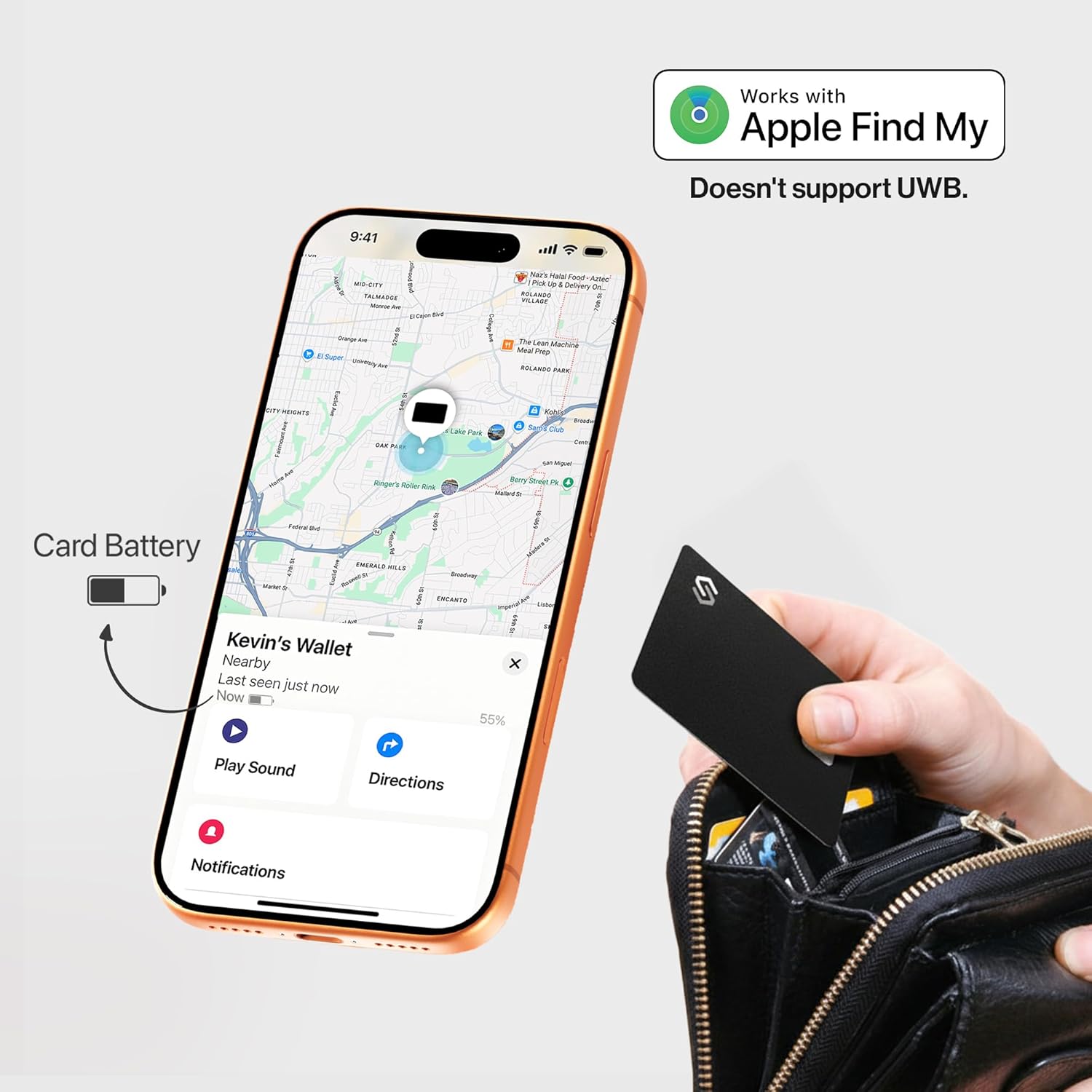 Thumbnail 2 de SPOTMINDERS Apple MFi Certified Credit Card Wallet Tracker PRO (4-Pack) — Find My Integration for iOS