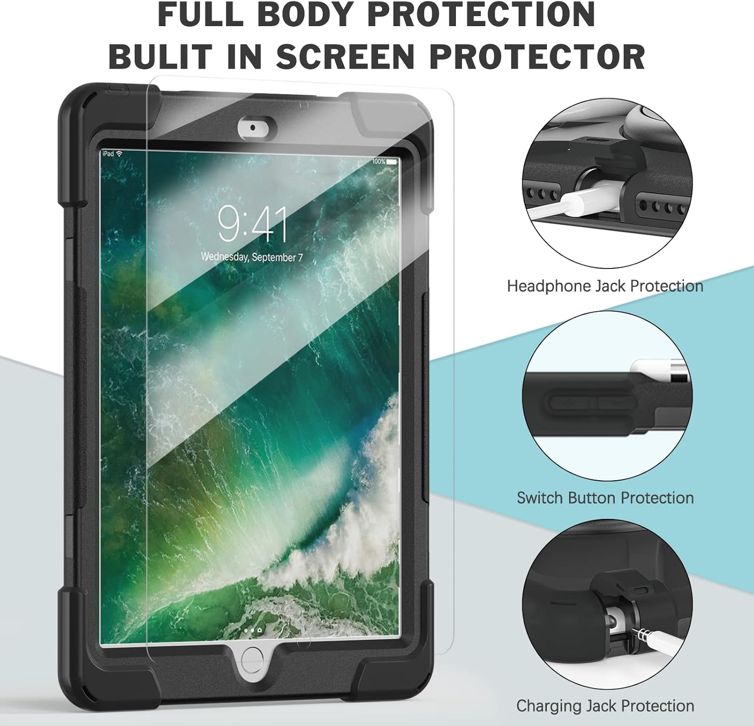 Thumbnail 3 de Gerutek Hülle für iPad 6./5. Generation 9,7 Zoll – 3in1 Stoßfest mit 360° Drehsatz, Hand- und Schultergurt