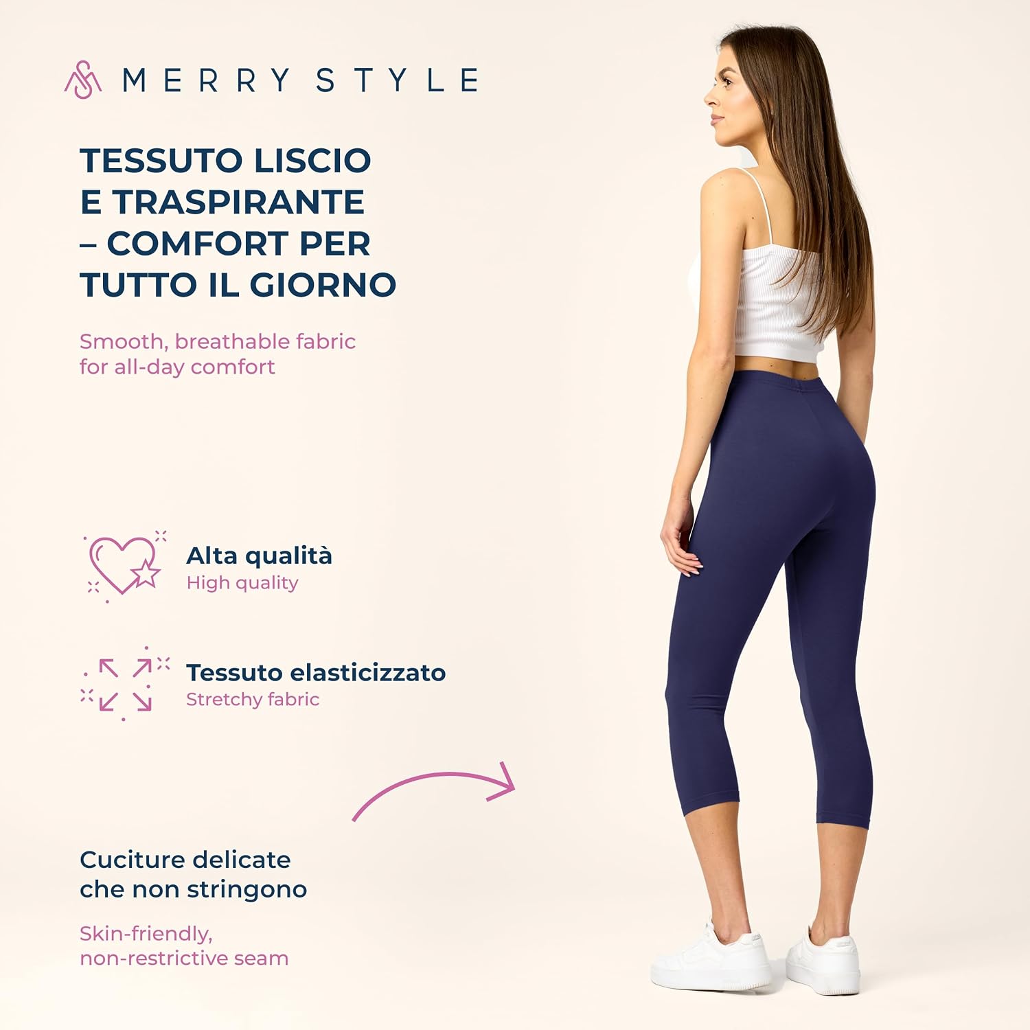 Thumbnail 2 de Merry Style Leggins Corti Donna 3/4 MS10-144: comfort e leggerezza in viscosa traspirante