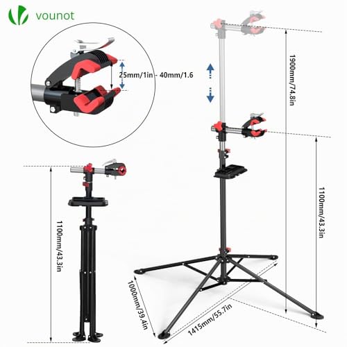 Thumbnail 1 de VOUNOT Support de Réparation Vélo Pied d’Atelier Hauteur Réglable et Rotatif 360° avec Plateau Magnétique