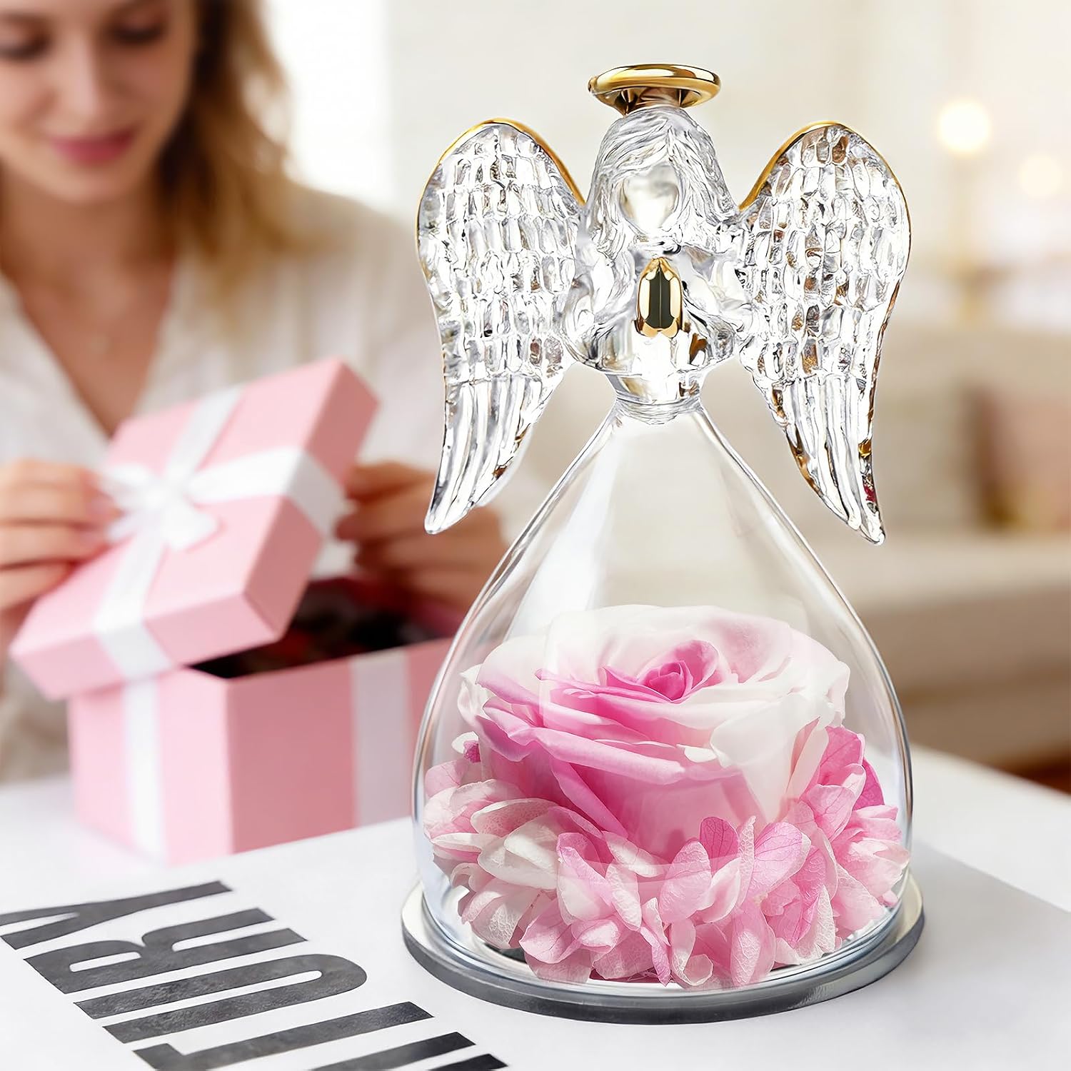 Detalle 2 de Yamonic Ewige Rose Engel Geschenk 13 cm