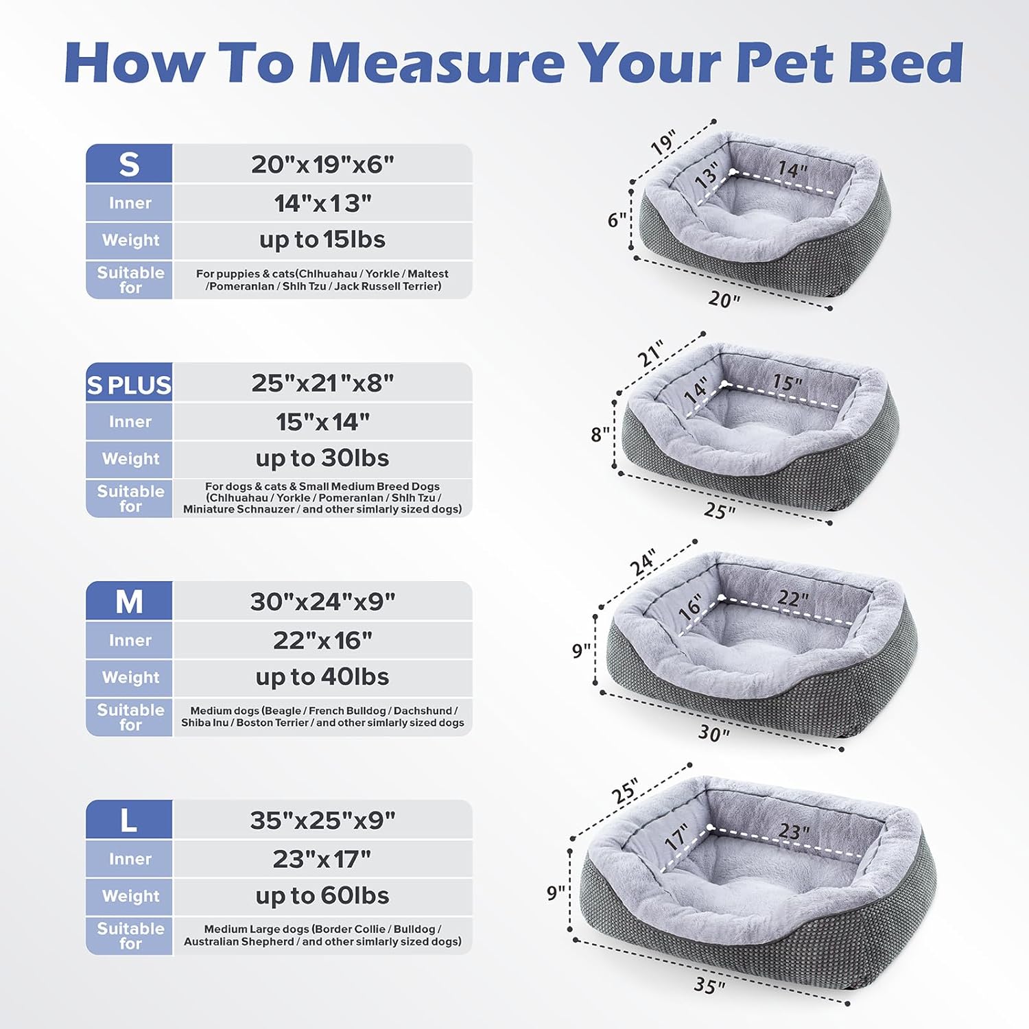 Detalle de INVENHO Medium Dog Bed (30"x24"x9") — Washable Orthopedic Rectangle Pet Bed with Anti-Slip Bottom