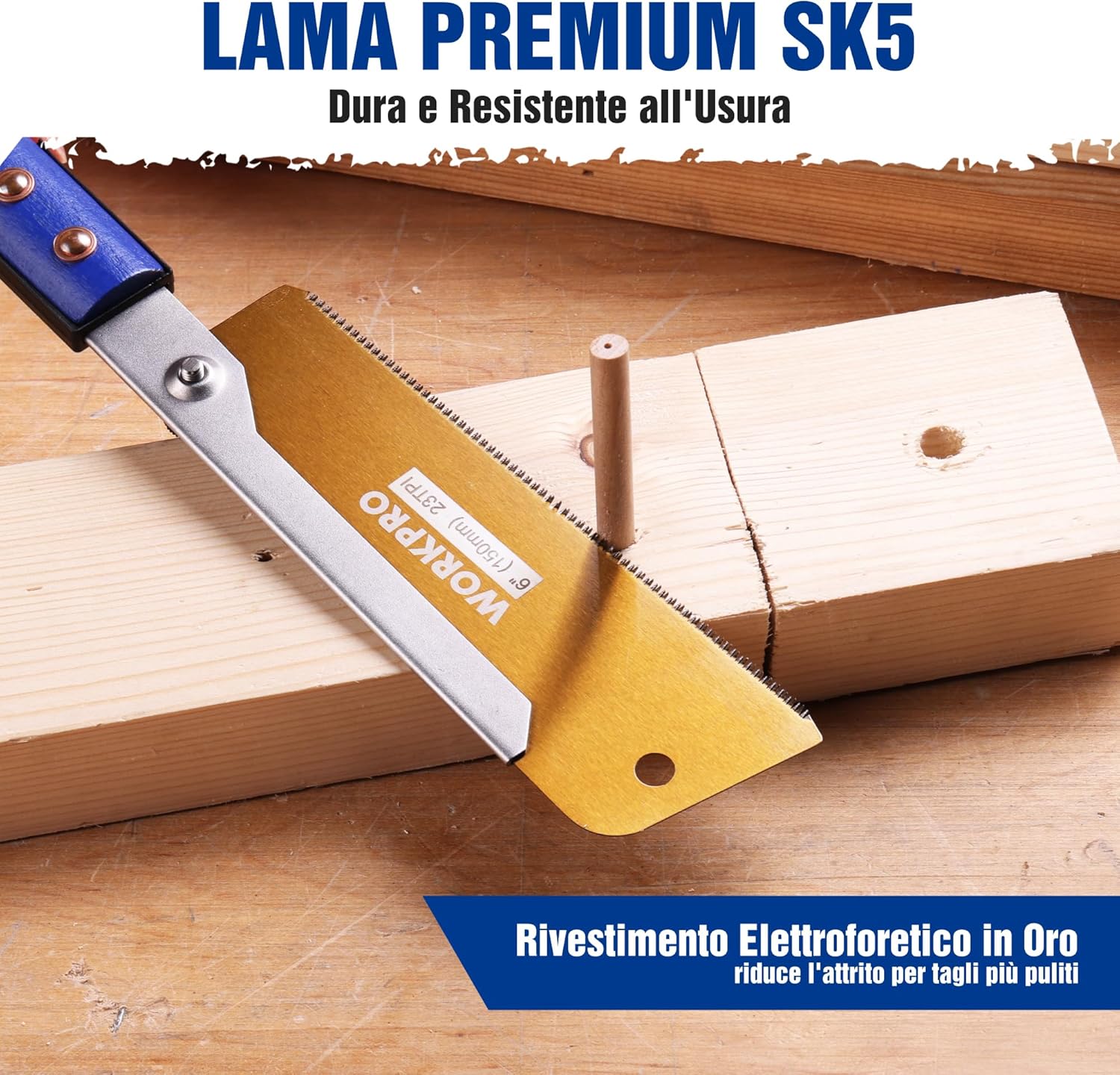 Thumbnail 2 de WORKPRO Sega Giapponese per Legno da 345 mm, lama SK5 0,45 mm e taglio fine 23TPI