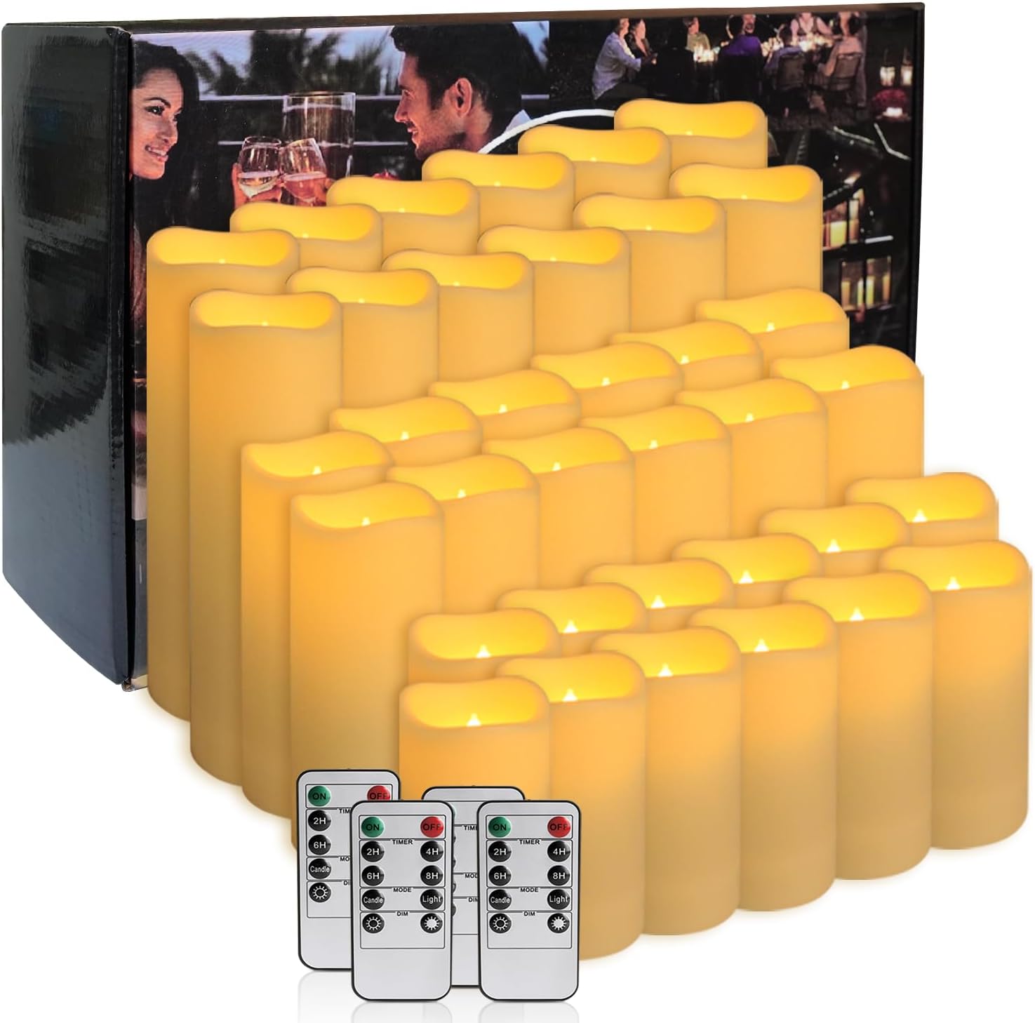 Detalle de fclayvts 36-Pack LED Flameless Candles with Remote, Three Sizes