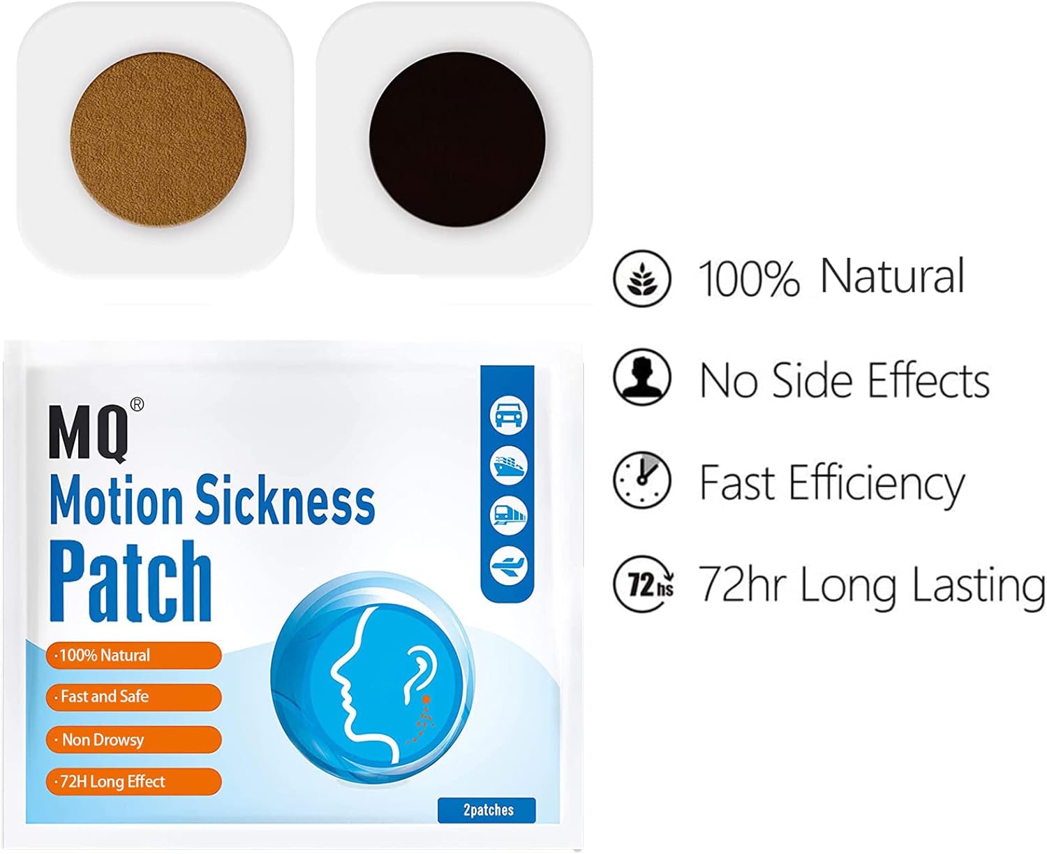 Detalle de MQ Motion Sickness Patch (60 Count, Pack of 2) for travel nausea support