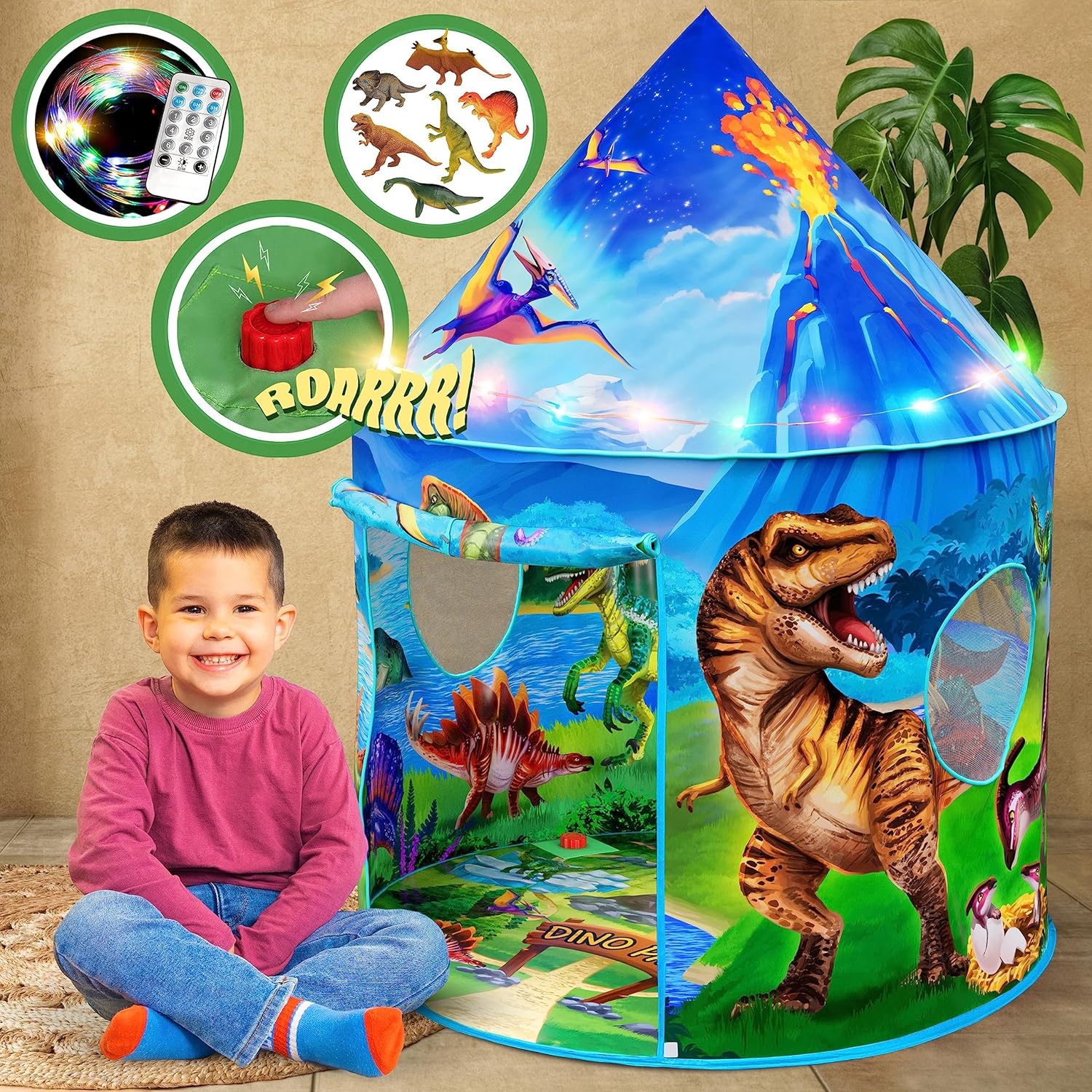 W&O Dino Paradise Play Tent with LED Lights