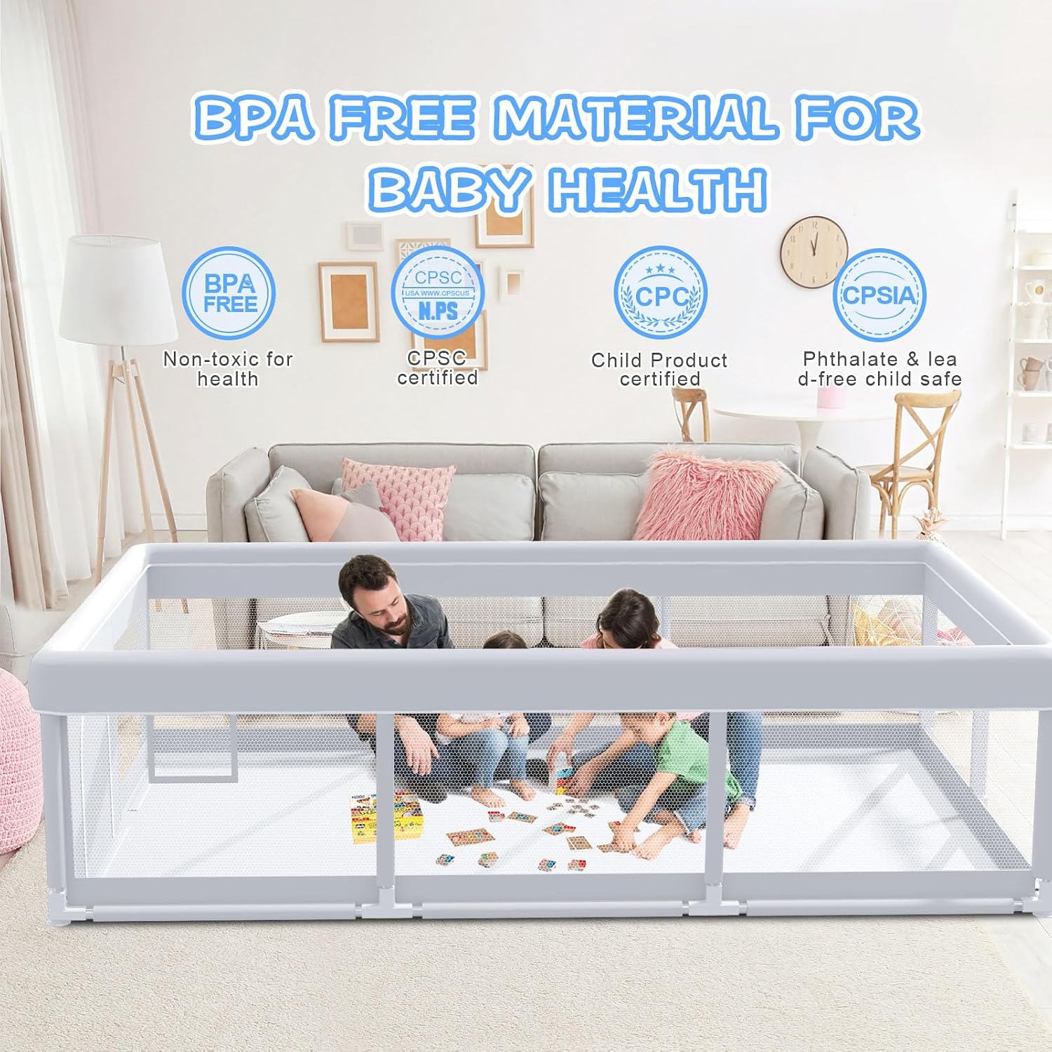 Detalle 2 de XVISHX Baby Playpen 74 x 50 Inch