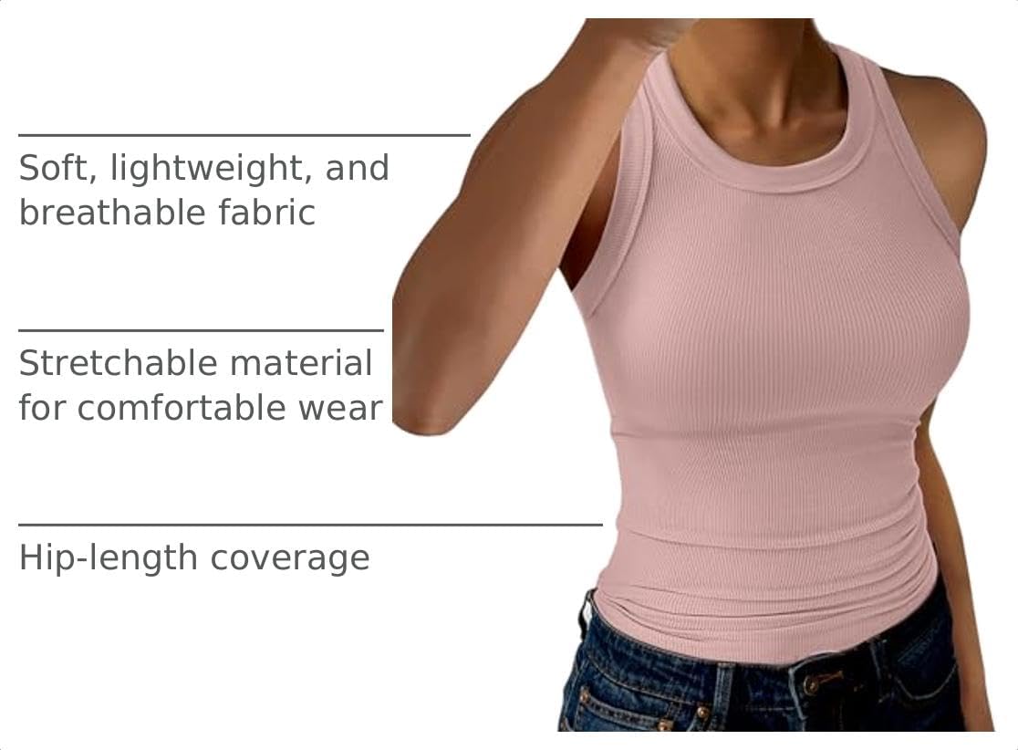 Detalle 2 de GKBK Women's Ribbed Racerback Tank Top, High Neck, Slim Fit