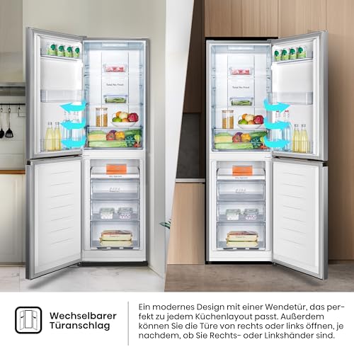 Detalle de Hisense RB327N4ADD Kühl-Gefrier-Kombination – Total NoFrost, Wechselbarer Türanschlag, 171 L Kühlteil / 85 L Gefrierteil