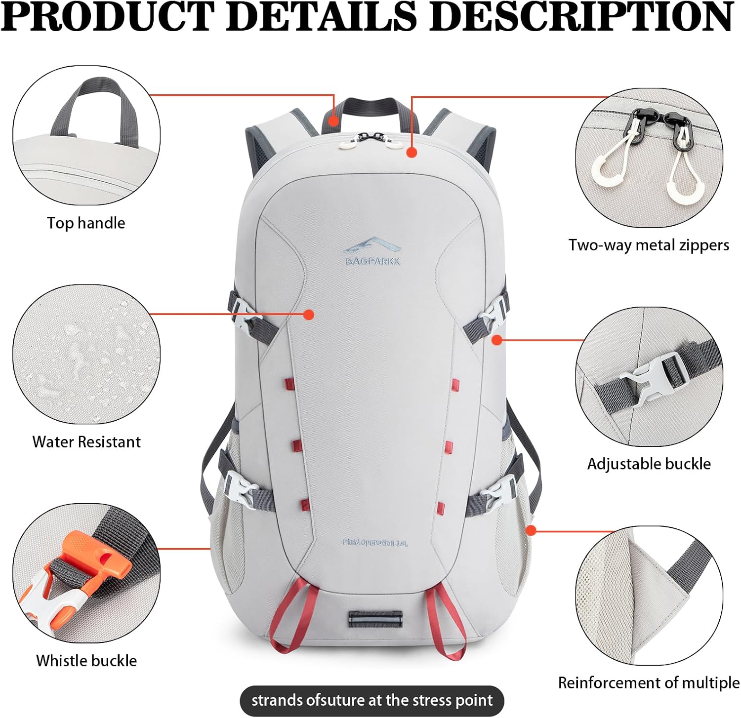Thumbnail 4 de 35L packable hiking daypack in Light Gray