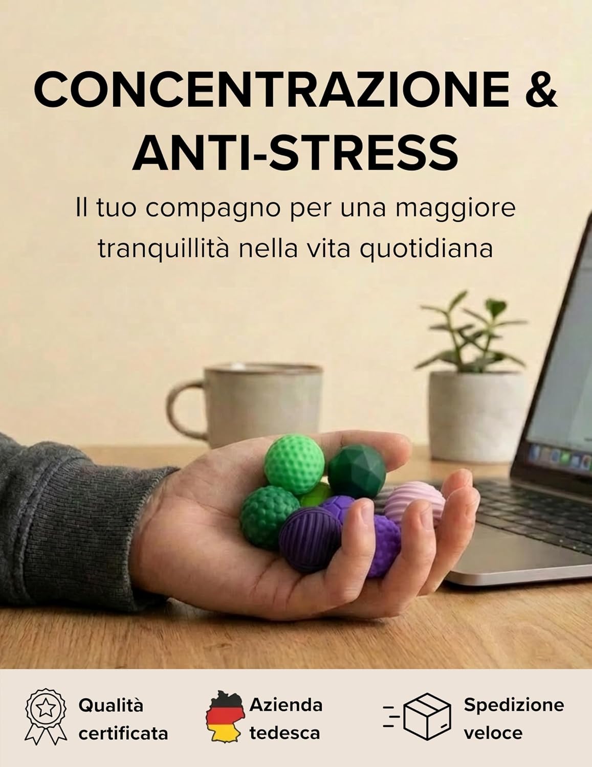 Detalle 2 de Magnetic Fidget Toys - Giocattolo antistress con sfere magnetiche (Verde-Viola) | Focus Dots
