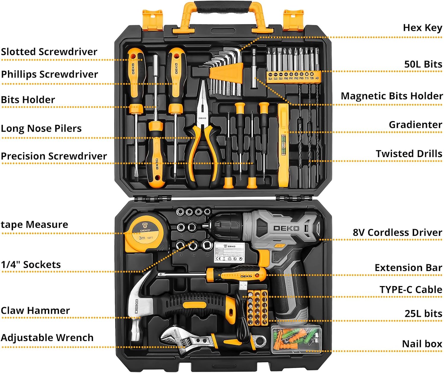 Thumbnail 1 de DEKO 8V Cordless Drill Set 126pc