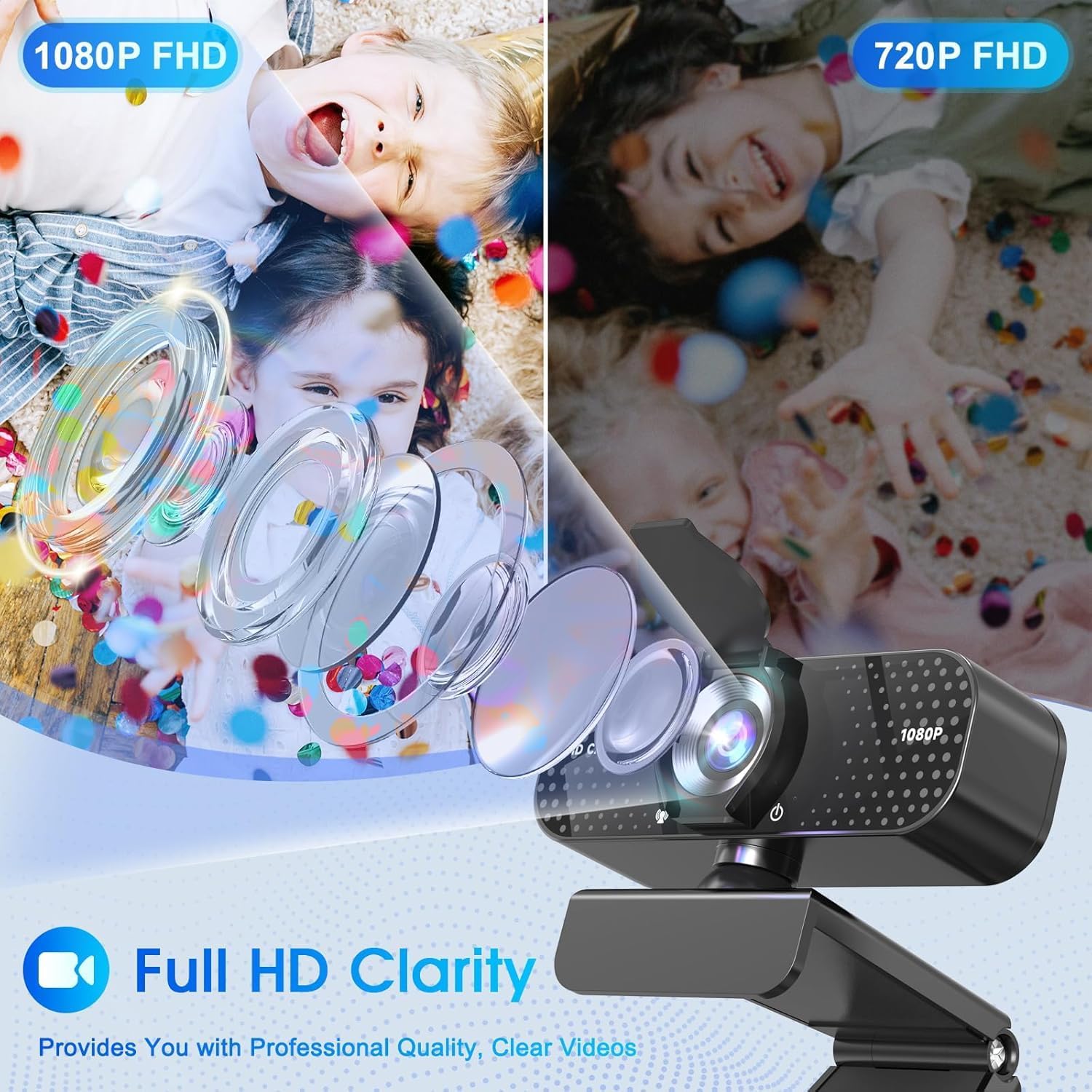 Detalle 2 de TRAUSI 1080P HD Webcam with Microphone: Clear video, quiet audio and privacy at a great price