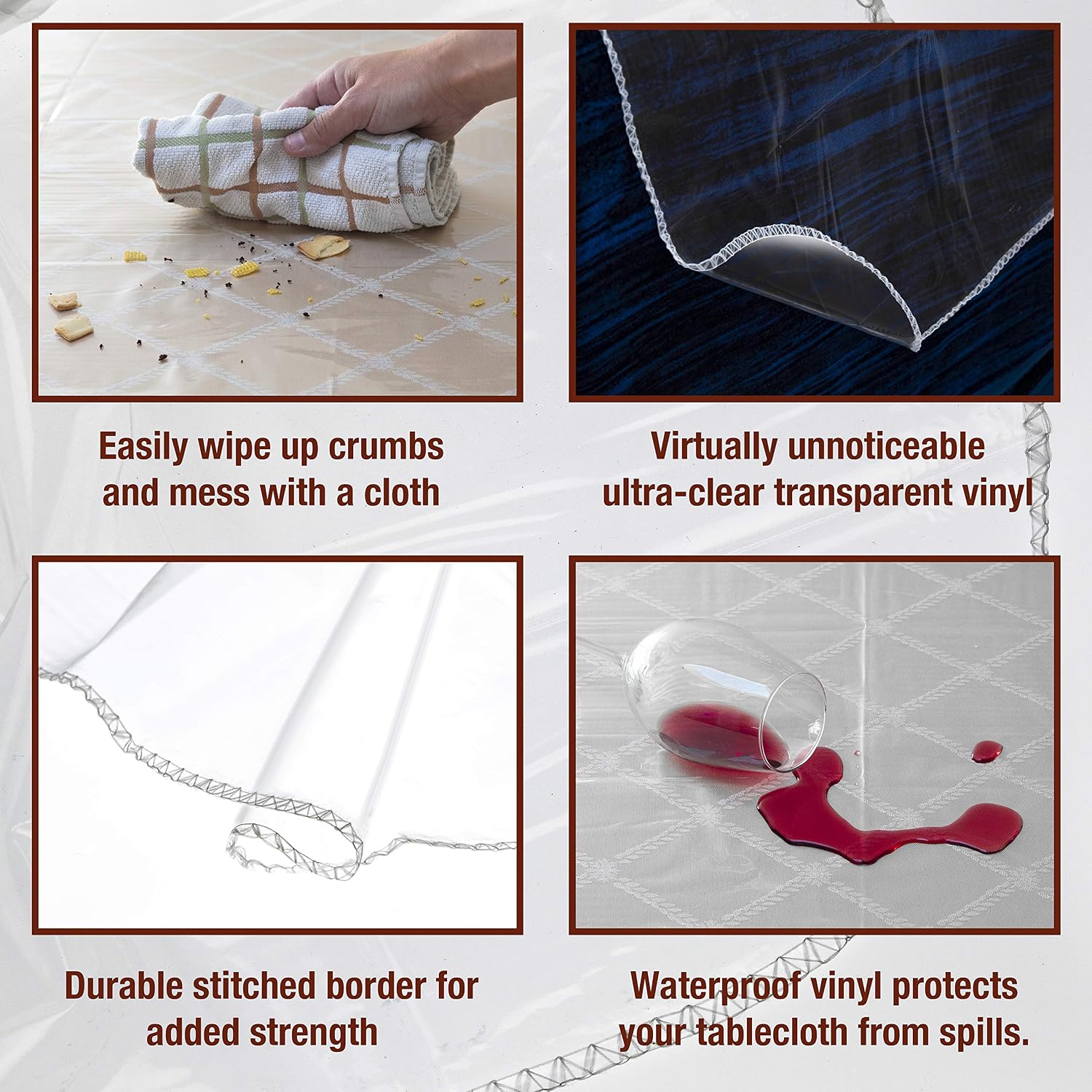 Thumbnail 3 de Elaine Karen Clear Plastic Table Cover Protector (100% Waterproof) 54" x 78" Rectangle