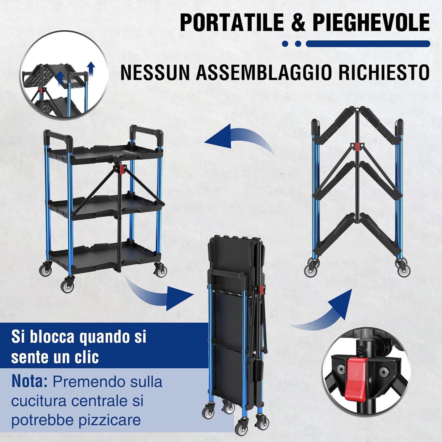 Thumbnail 2 de WORKPRO Carrello pieghevole 3 livelli 32 kg 🛠️