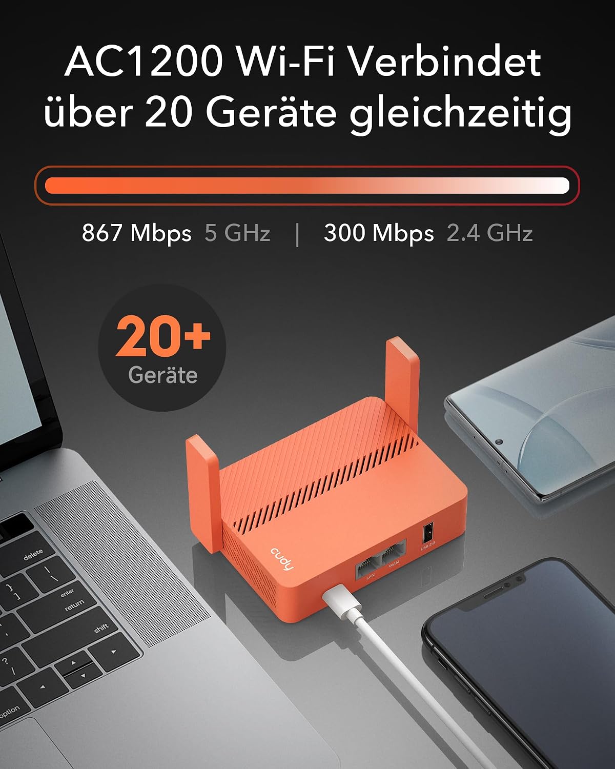 Detalle 2 de Cudy AC1200 WLAN-Reiserouter TR1200 für WLAN