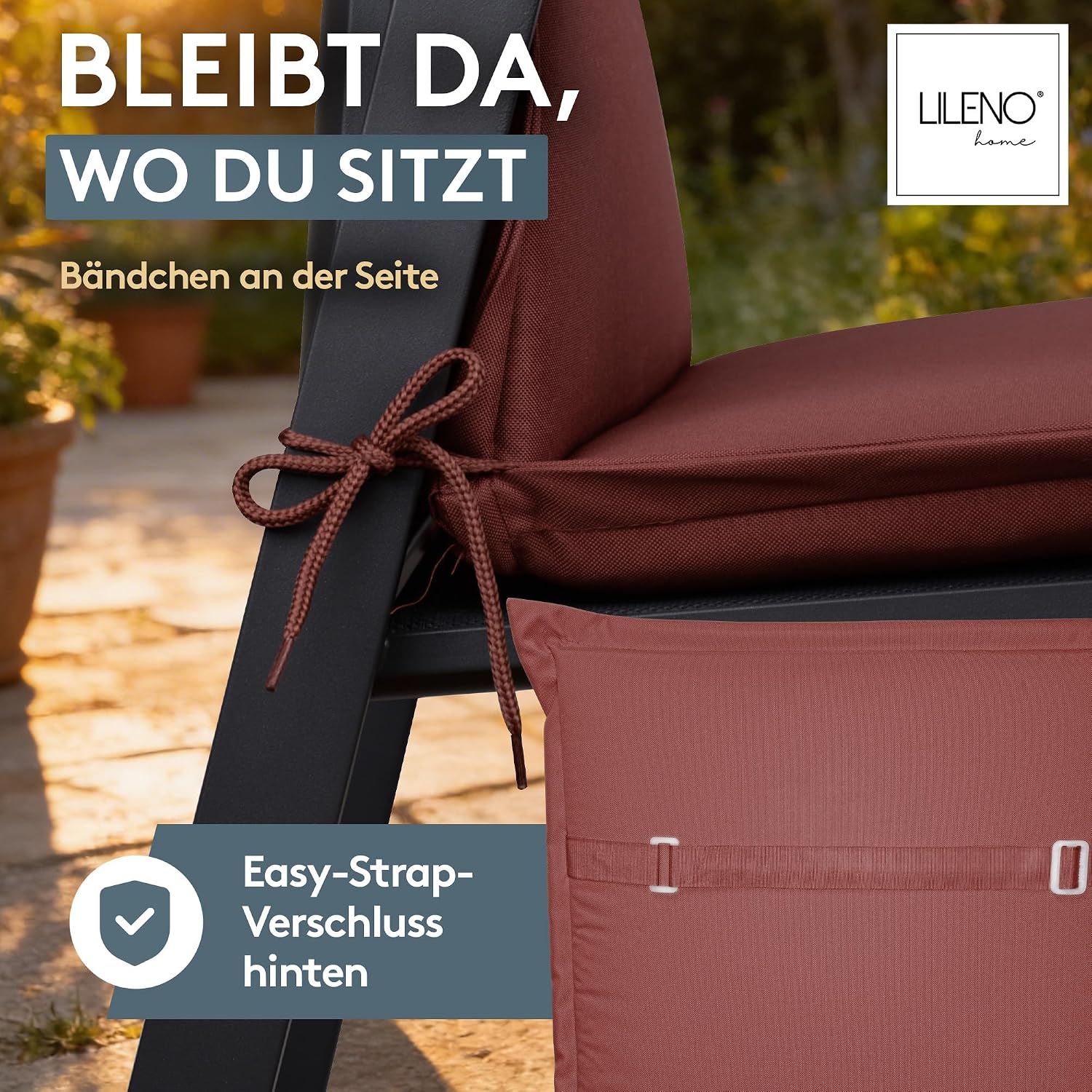 Detalle de LILENO HOME Gartenstuhl Auflagen 4er-Set für Hochlehner in Petrol (MIA)