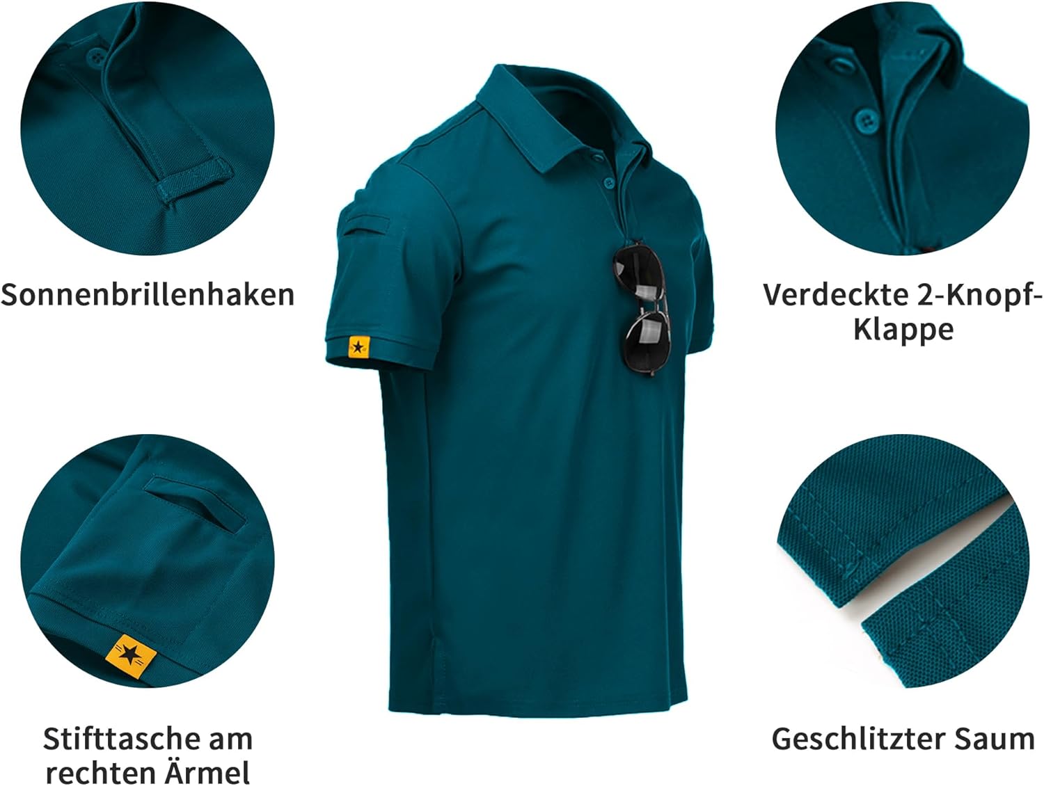 Detalle de geeksport Poloshirt Herren Kurzarm – atmungsaktives Funktions-Polo aus Polyester