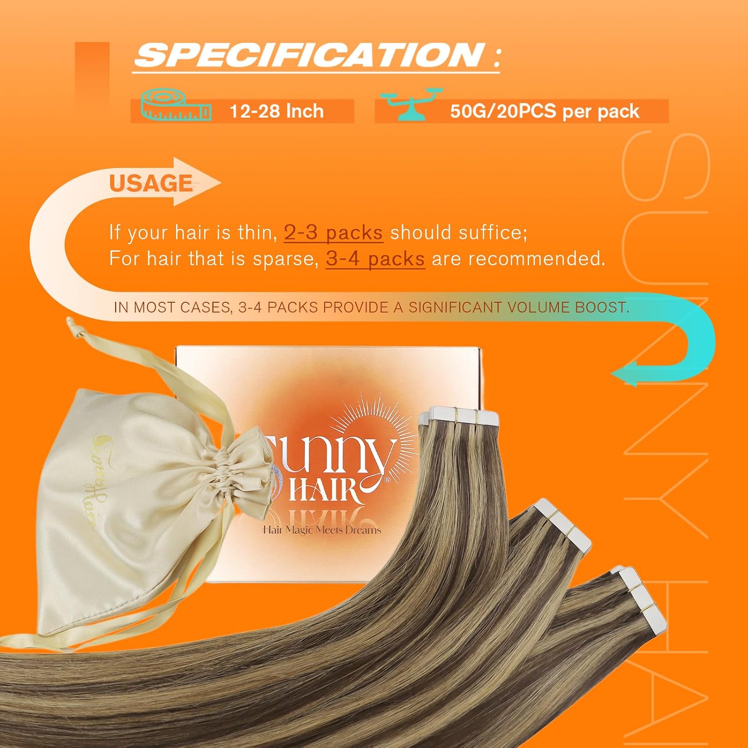 Thumbnail 4 de Sunny Hair Tape-In Extensions 22 inch ๐โ