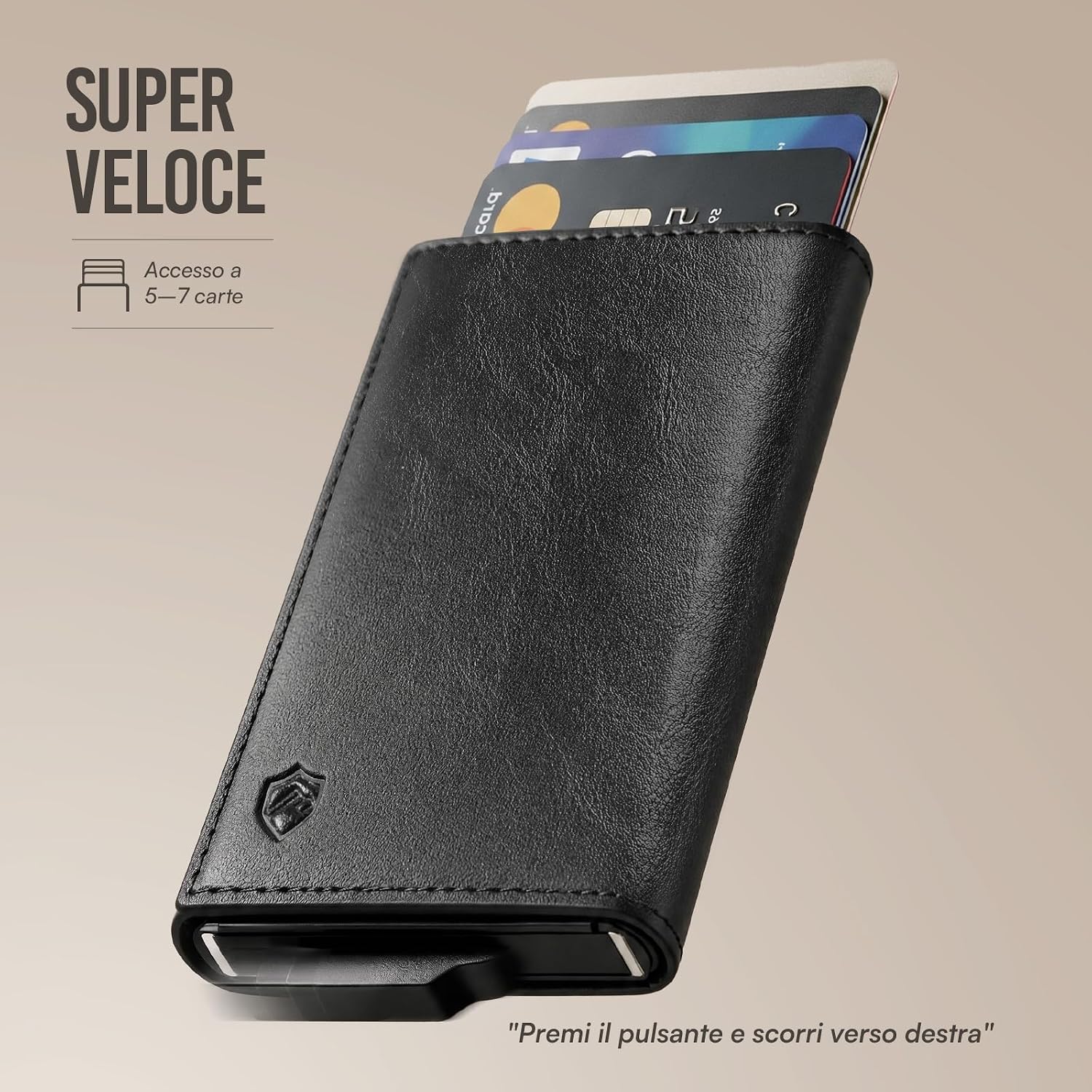 Detalle de YESIIW Portafoglio Uomo Slim: Portafoglio Sottile con Porta Carte Pop-Up RFID