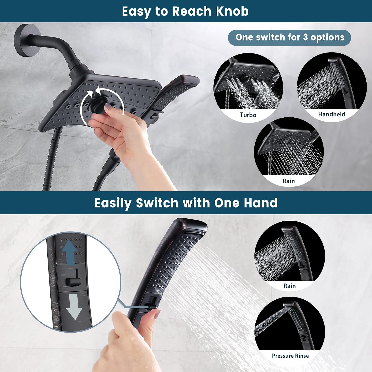 Detalle 2 de Bright Showers High Pressure Dual Showerhead Combo ⌛