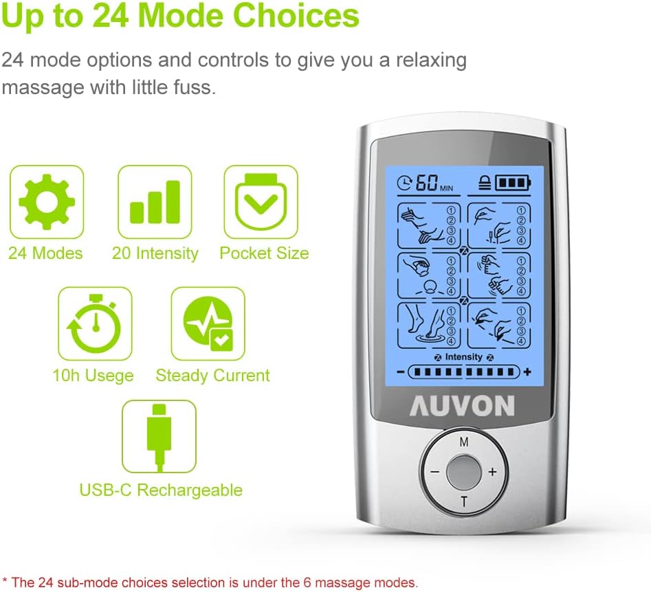 Thumbnail 2 de AUVON TENS Machine 24 modes, 8 pads