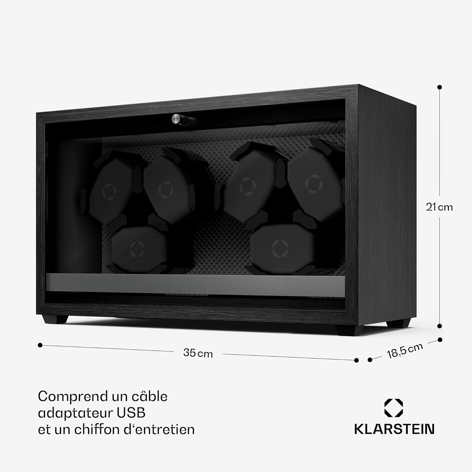 Thumbnail 6 de KLARSTEIN Remontoir de Montre Automatique — Pour 6 Montres, Bois Raffiné, Coussin Insonorisé et Éclairage LED