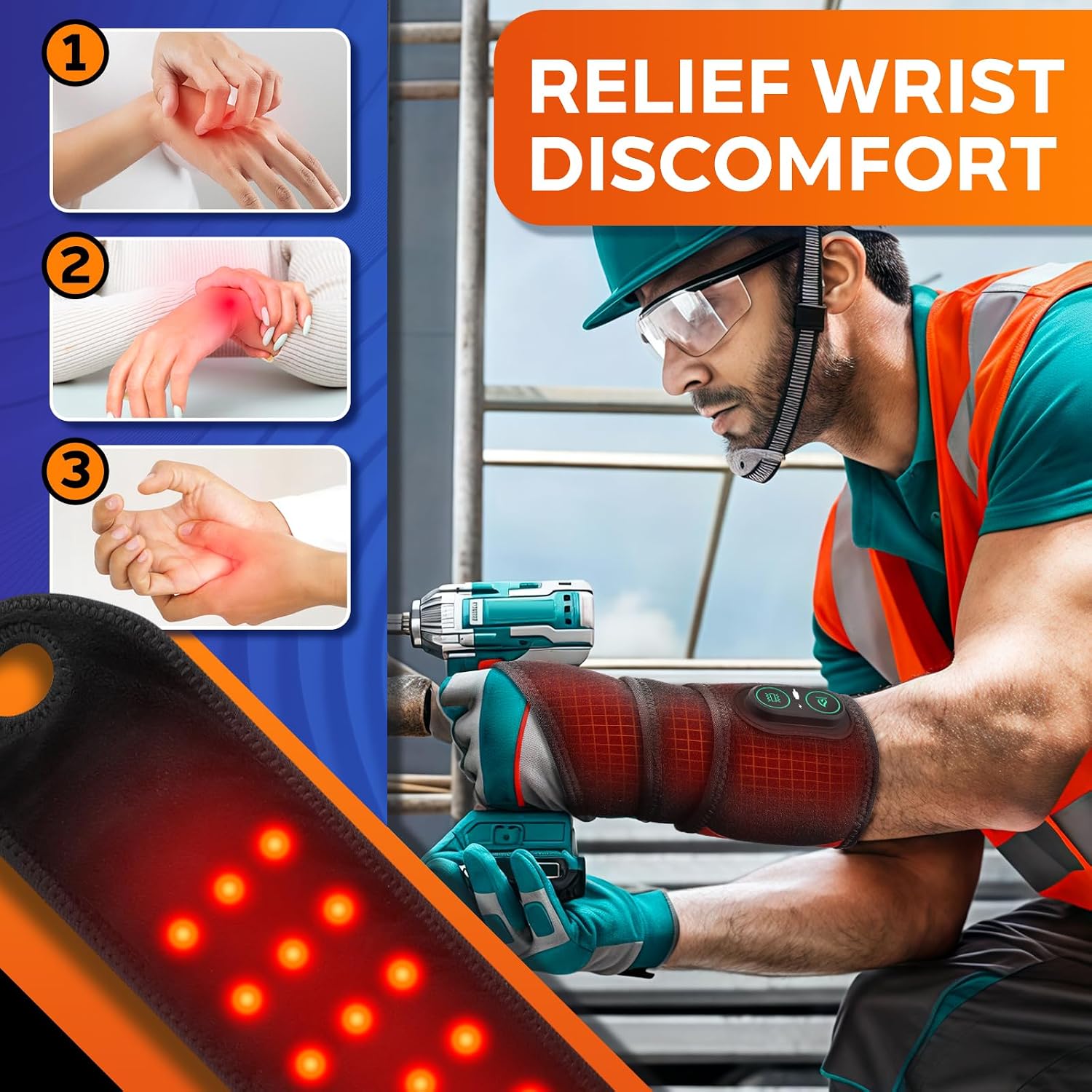 Detalle 2 de Cordless Arm Heating Pad 3‑mode wrist brace