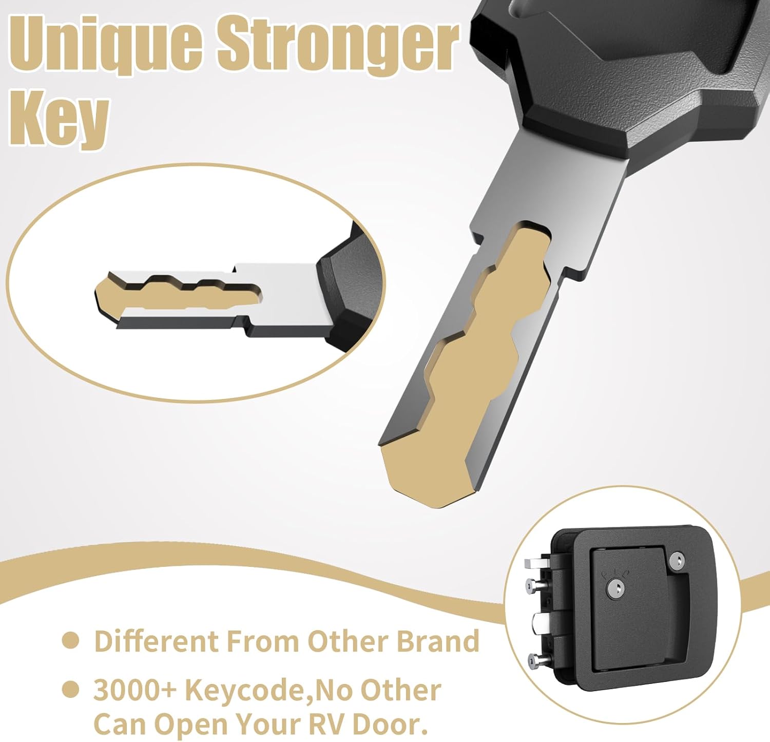 Thumbnail 4 de CAMJOKE Class C Mechanical RV Door Lock Replacement for Most Campers (4 Keys)