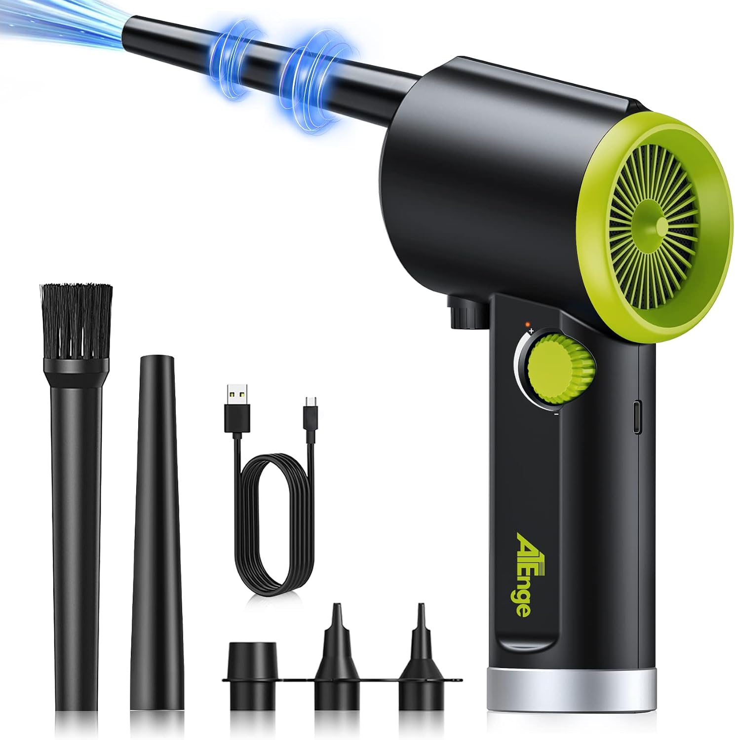 Detalle de ATEngeus elektrische stofblazer met 6000mAh-accu, USB-C en traploze regeling