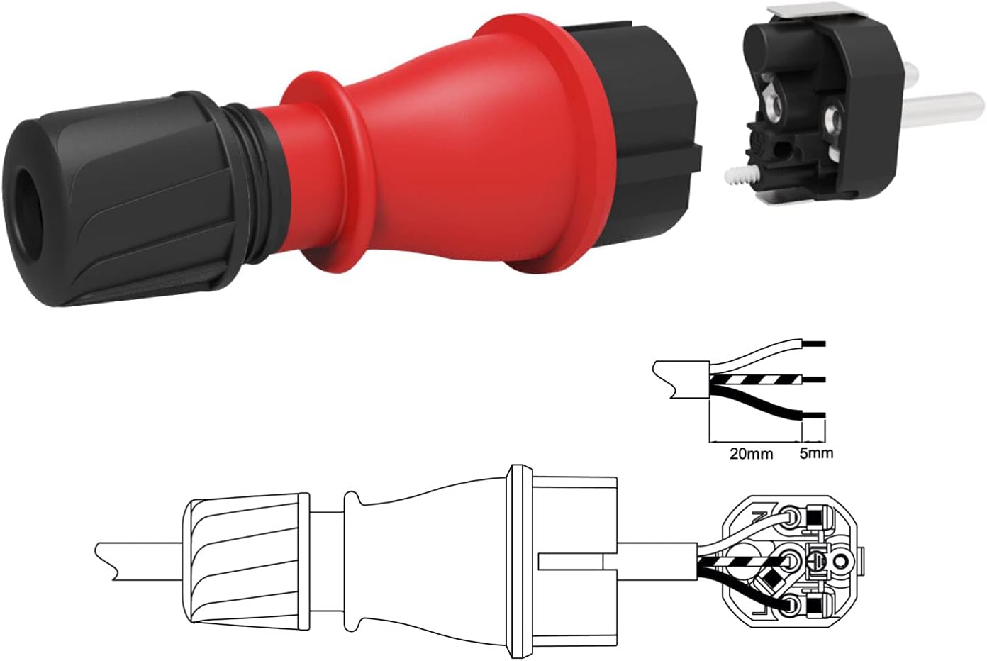Detalle de Electraline 55082 fiche mâle étanche IP54