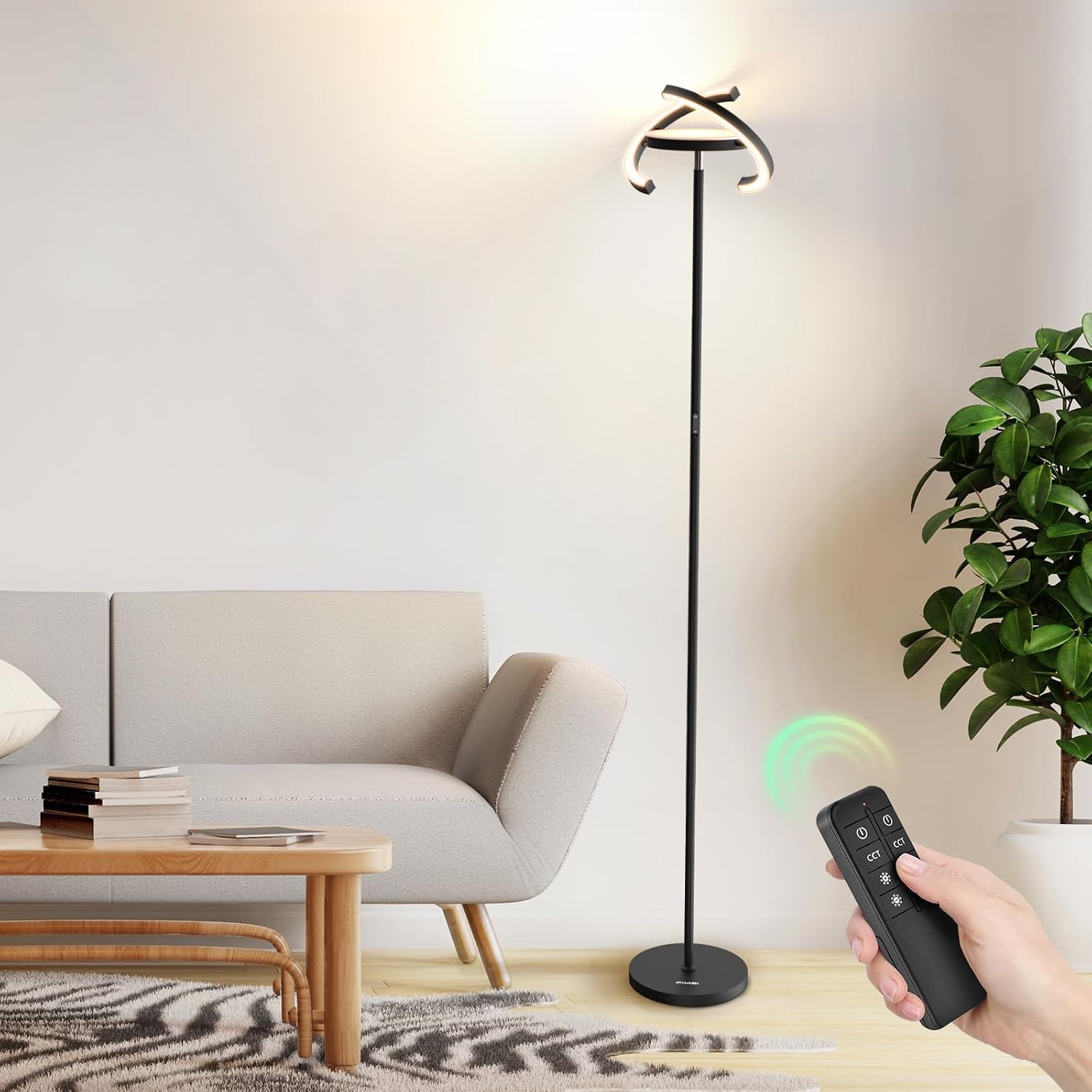 Thumbnail 5 de FIMEI Lampadaire LED sur pied 36W, 3000K–6000K avec télécommande et commande tactile