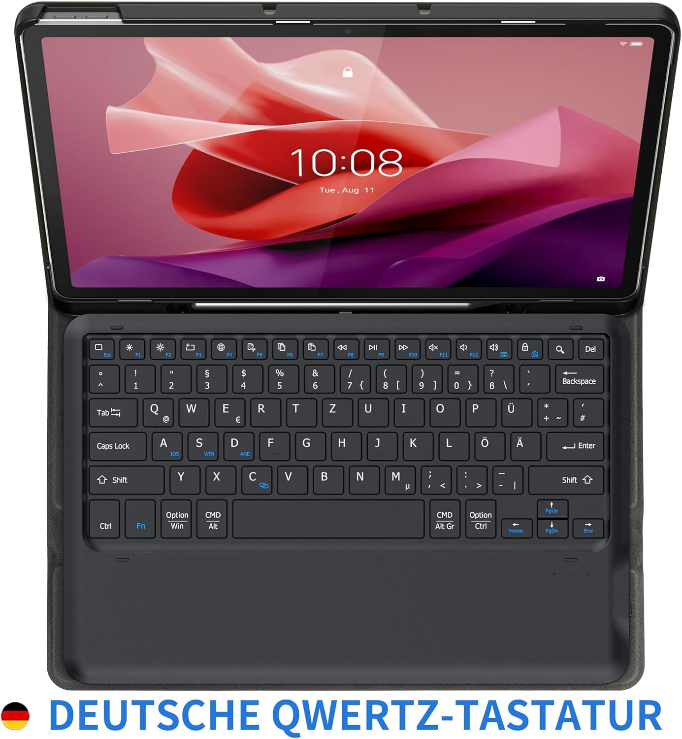 Detalle de EasyAcc Tastaturhülle für Lenovo Tab P12 (2023) 12,7 Zoll – abnehmbar, Bluetooth QWERTZ mit Stifthalter, schwarz